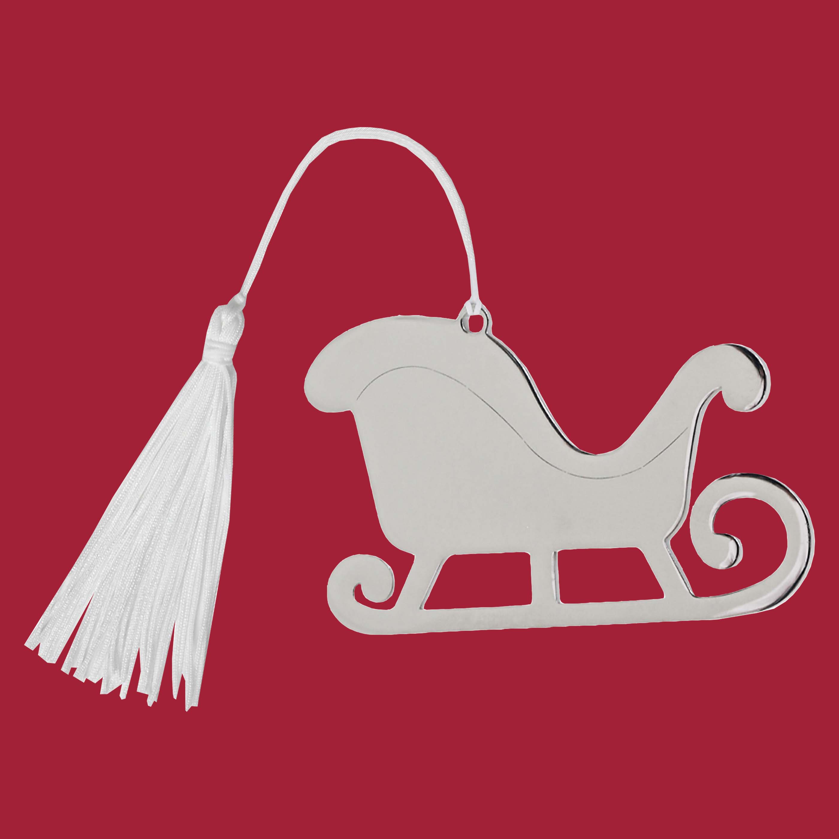 Sleigh Ornament with White Tassel