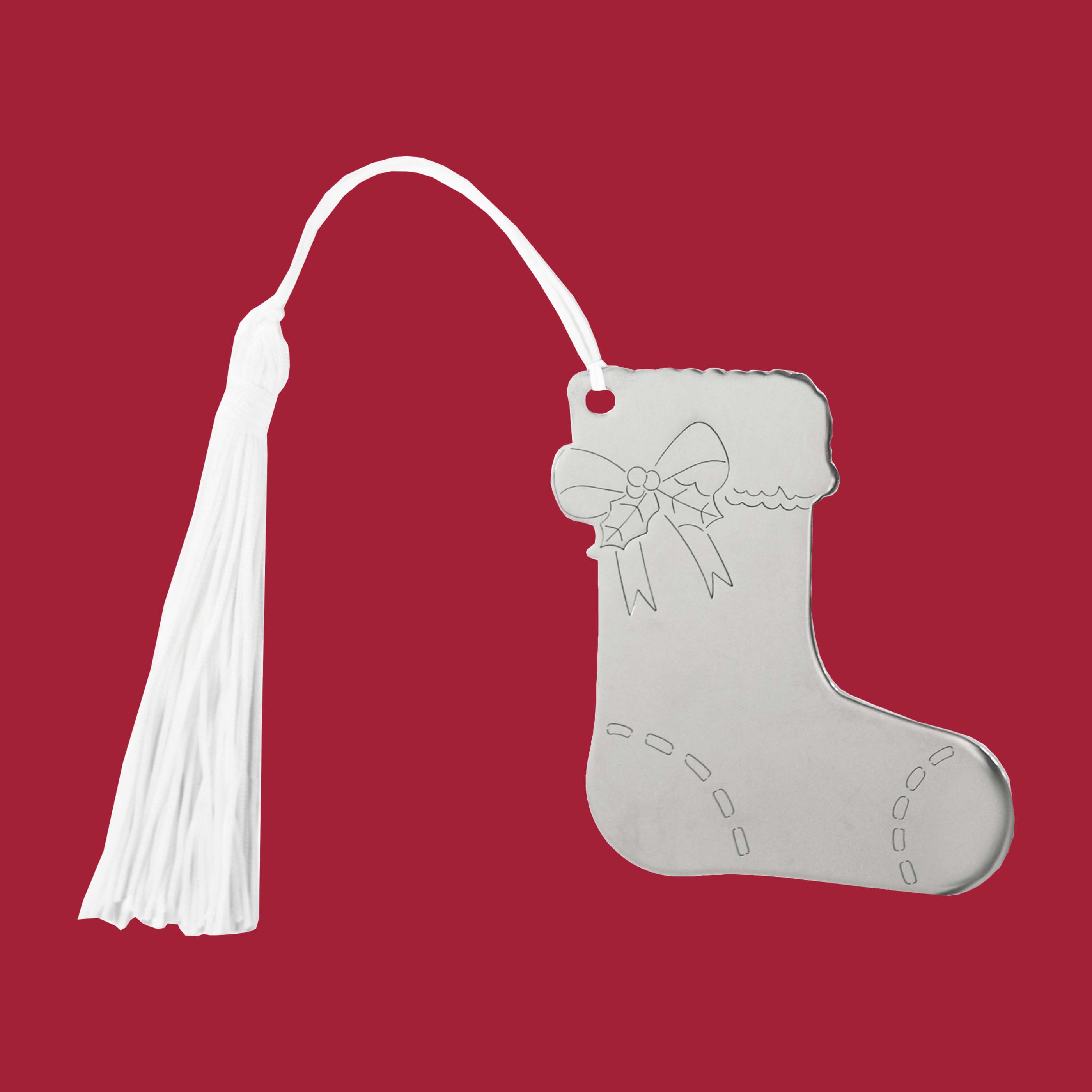 Stocking Ornament with White Tassel