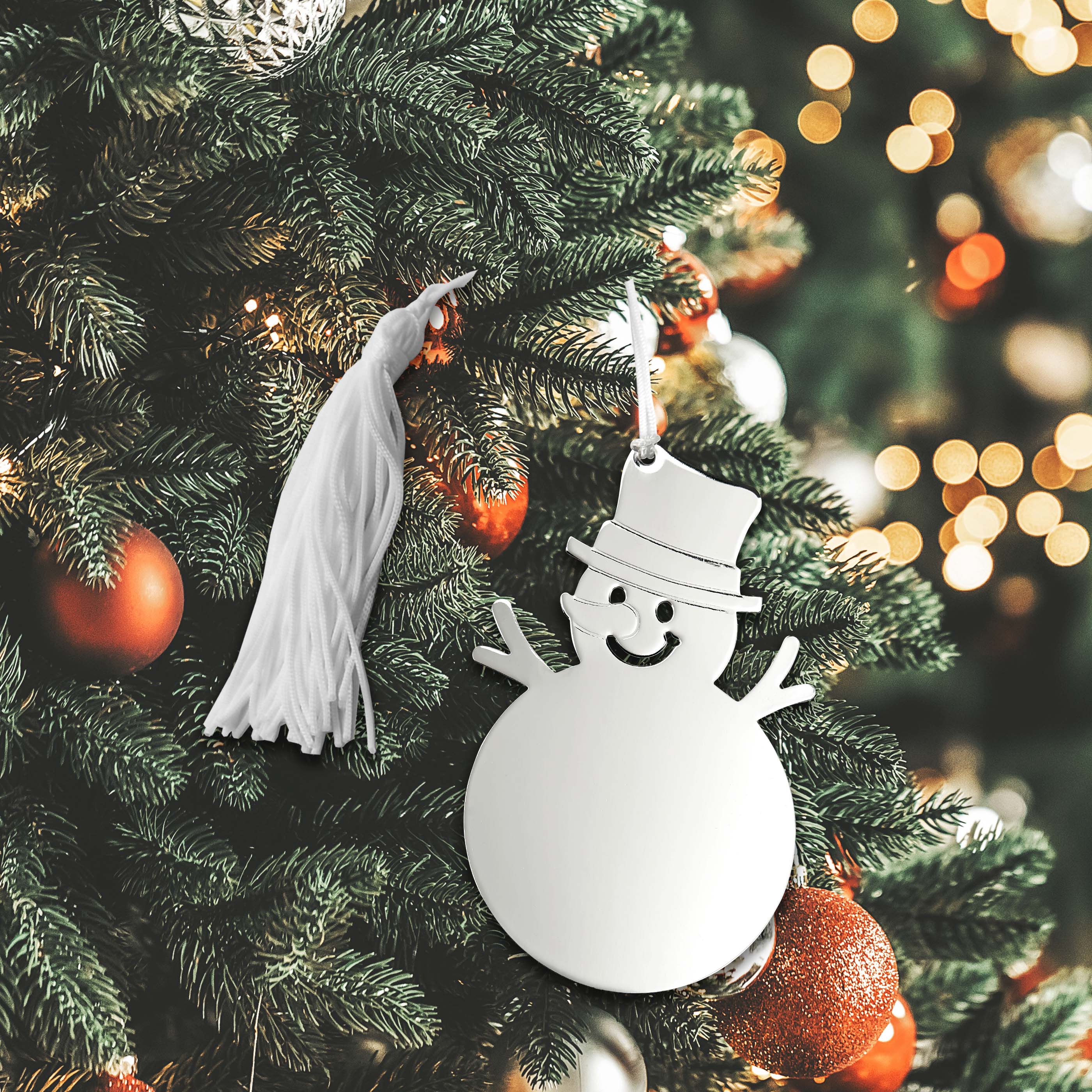 Snowman Ornament with White Tassel