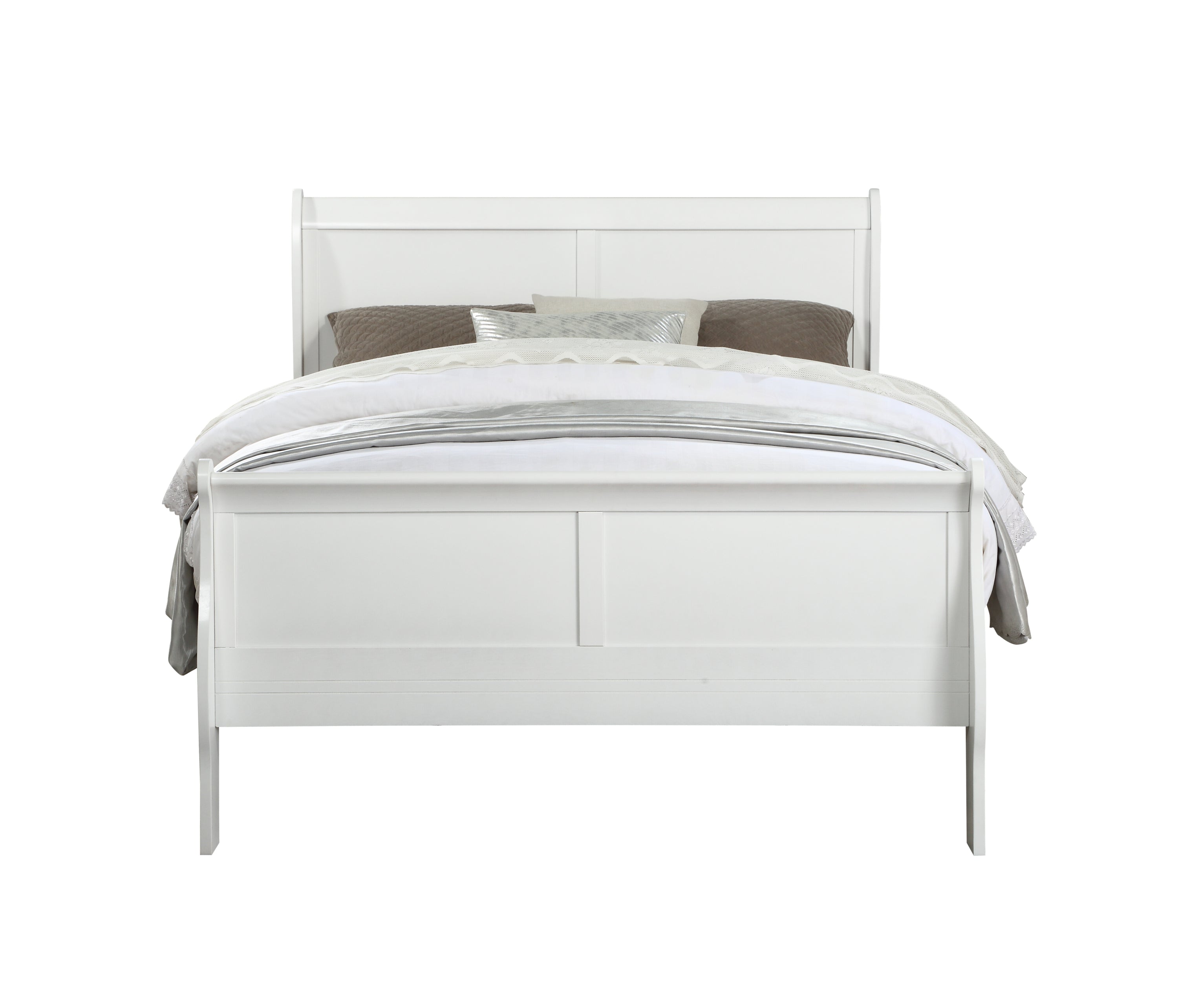 Louis Philippe White Finish  King Sleigh Bed