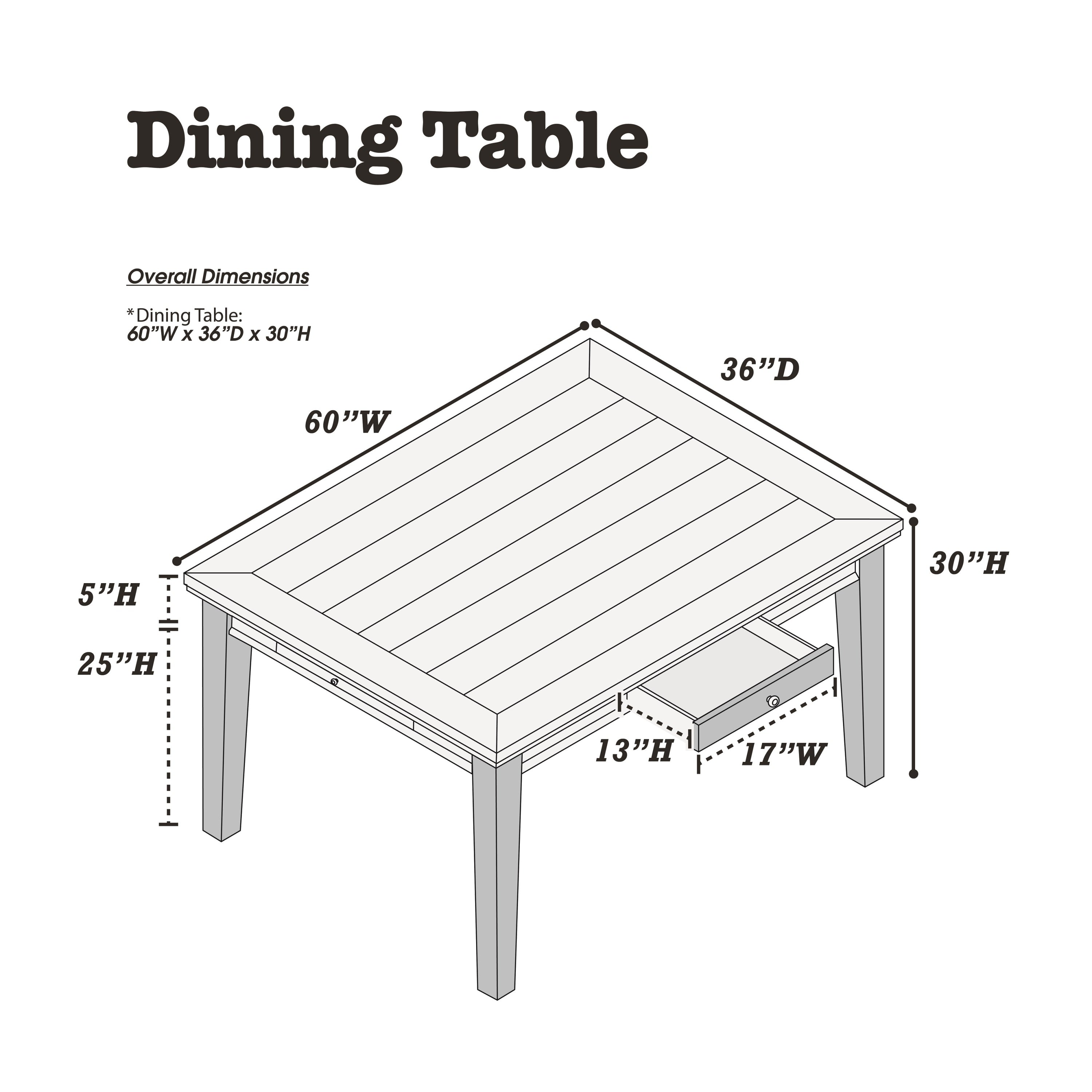 5pc Dining Set- Table with 4 Drawers, 4x Side Chairs Ladder Back Walnut Finish