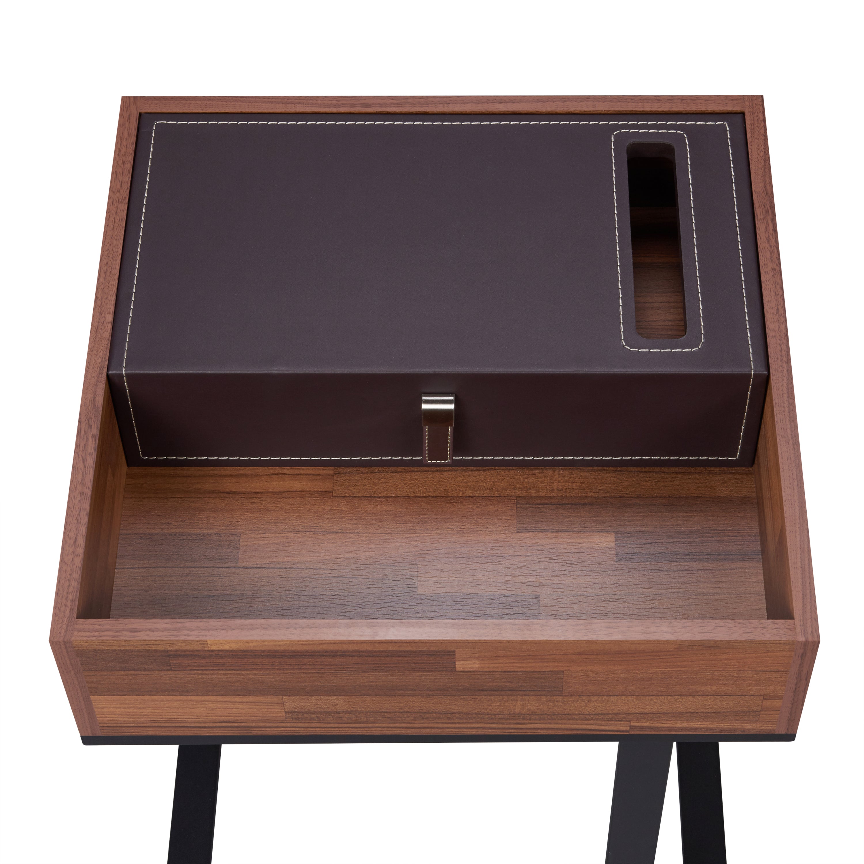 Sara II Walnut & Sandy Black Finished Accent Table with Espresso