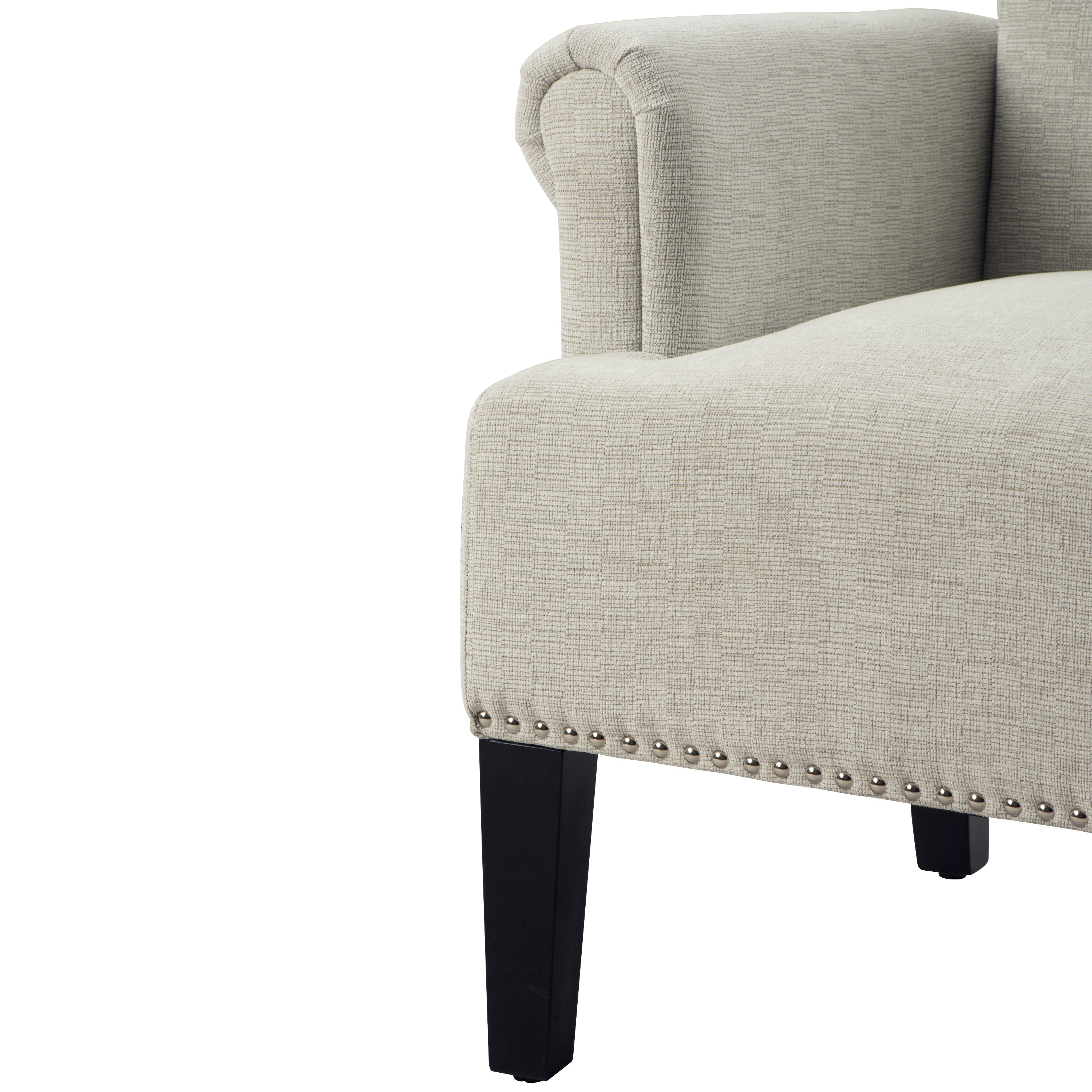 Accent Rivet Tufted Polyester Armchair ,Cream