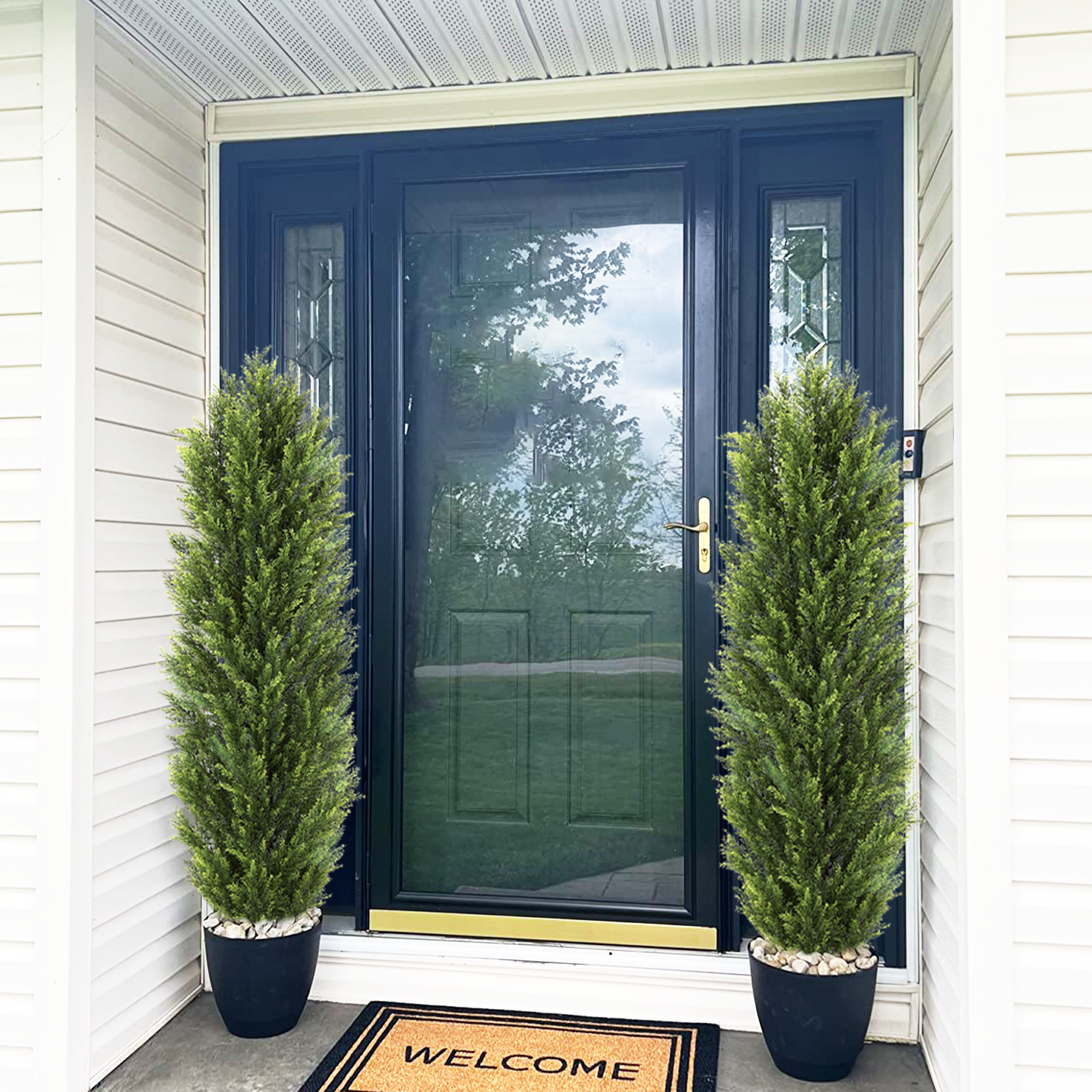 Faux Boxwood Pine Greenery Trees -Cedar Cypress Plants