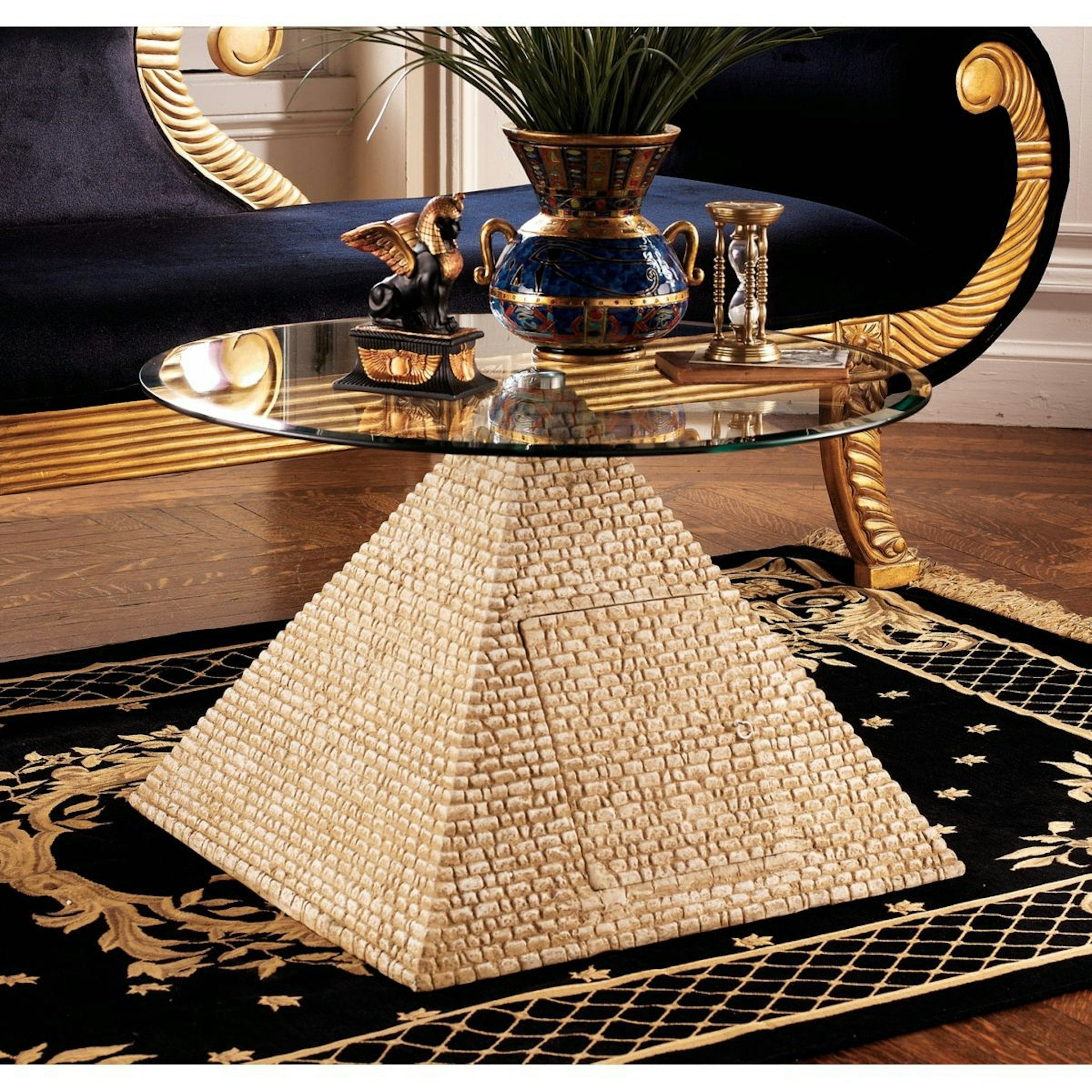 Egyptian Pyramid of Giza Glass-Topped Sculptural Table