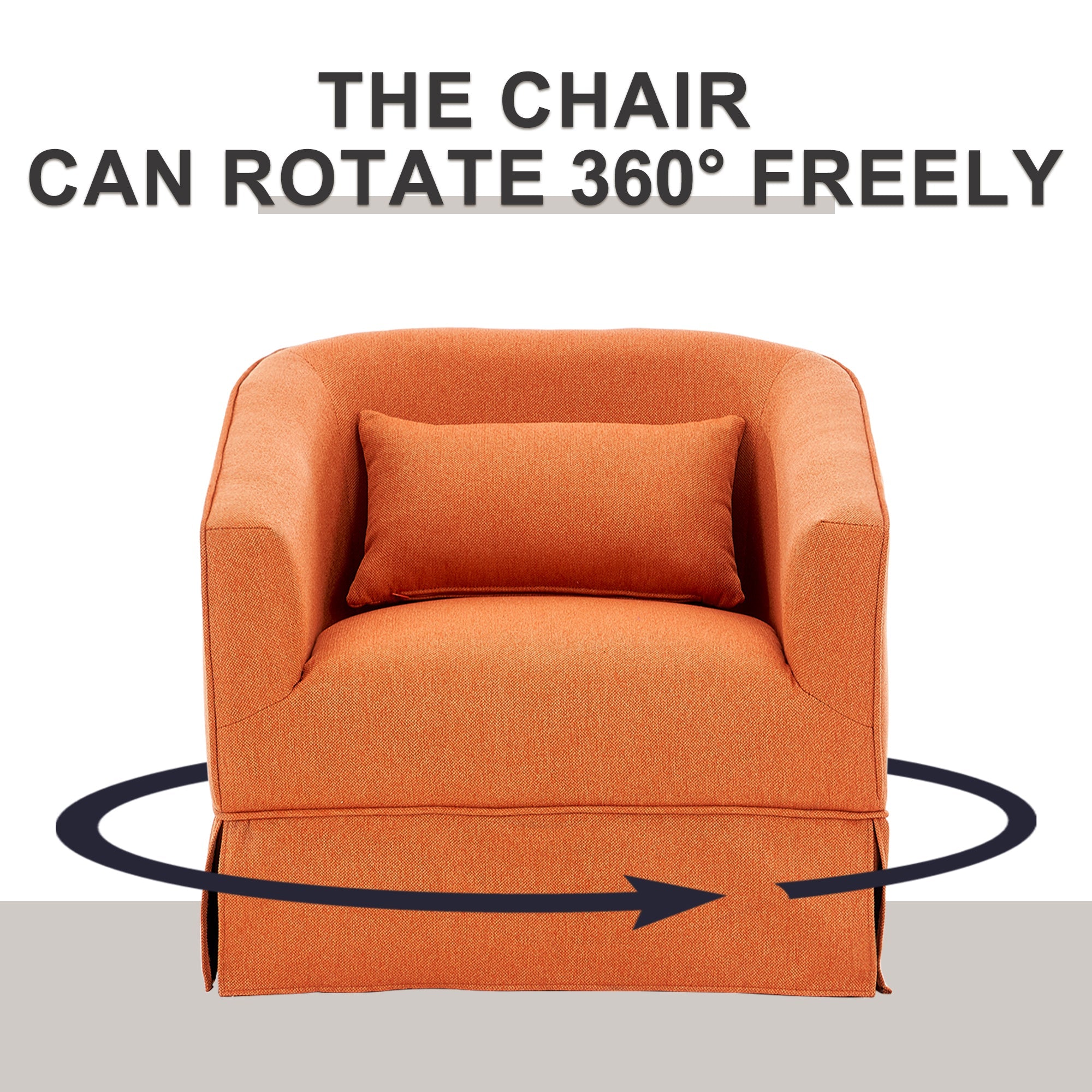 Swivel Barrel Chair With Ottoman, Swivel Accent Chairs Armchair  (Orange)