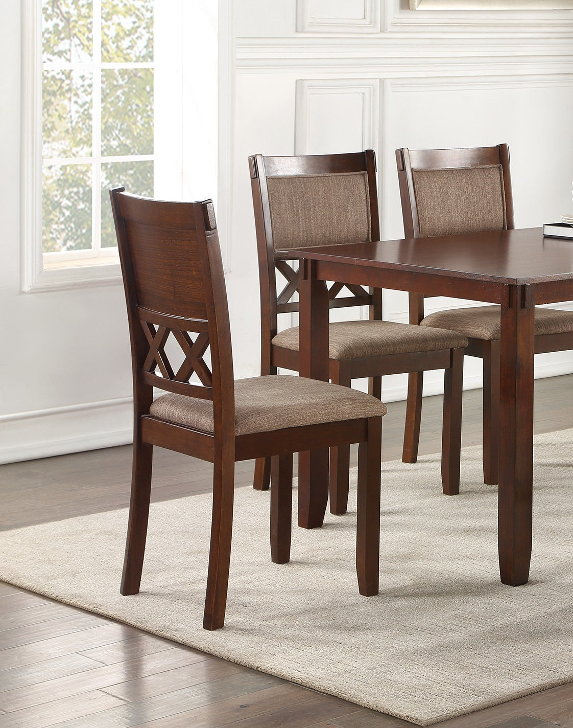 Espresso Color 6-Piece Dining Set with 4 Chairs & Bench