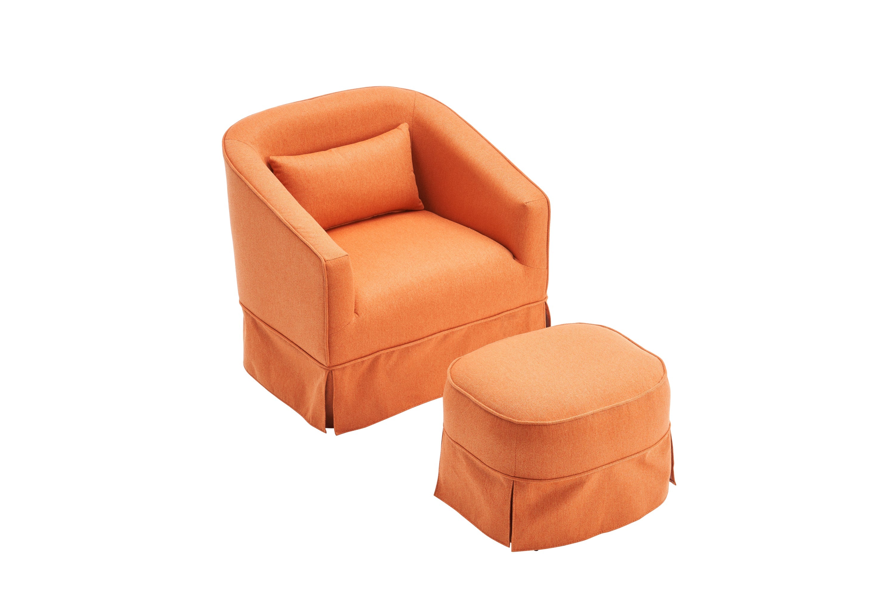 Swivel Barrel Chair With Ottoman, Swivel Accent Chairs Armchair  (Orange)