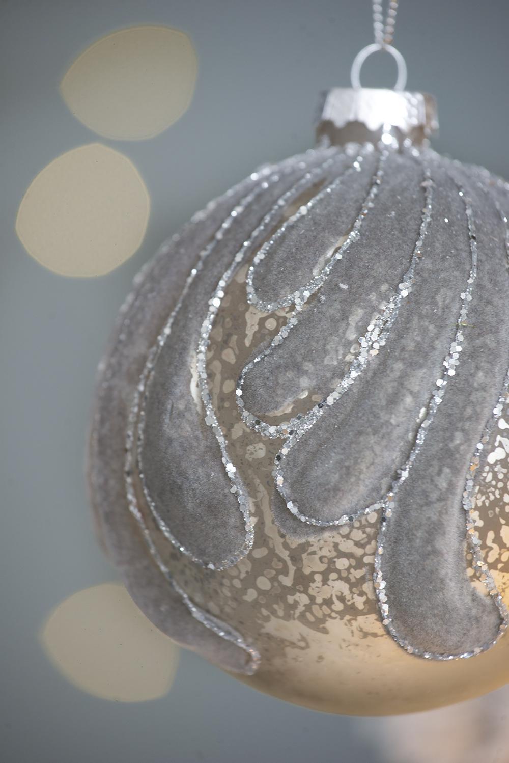 Silver Glass Decorative Ball Christmas Tree Ornaments , Set of 6