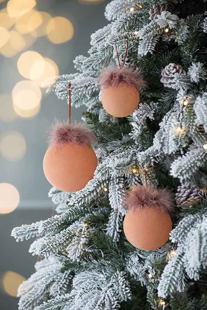 Peach and Mauve Christmas Ball Ornaments, Set of 6