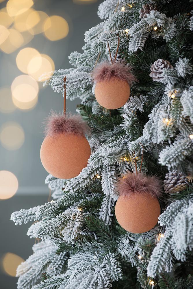 Peach and Mauve Christmas Ball Ornaments, Set of 12