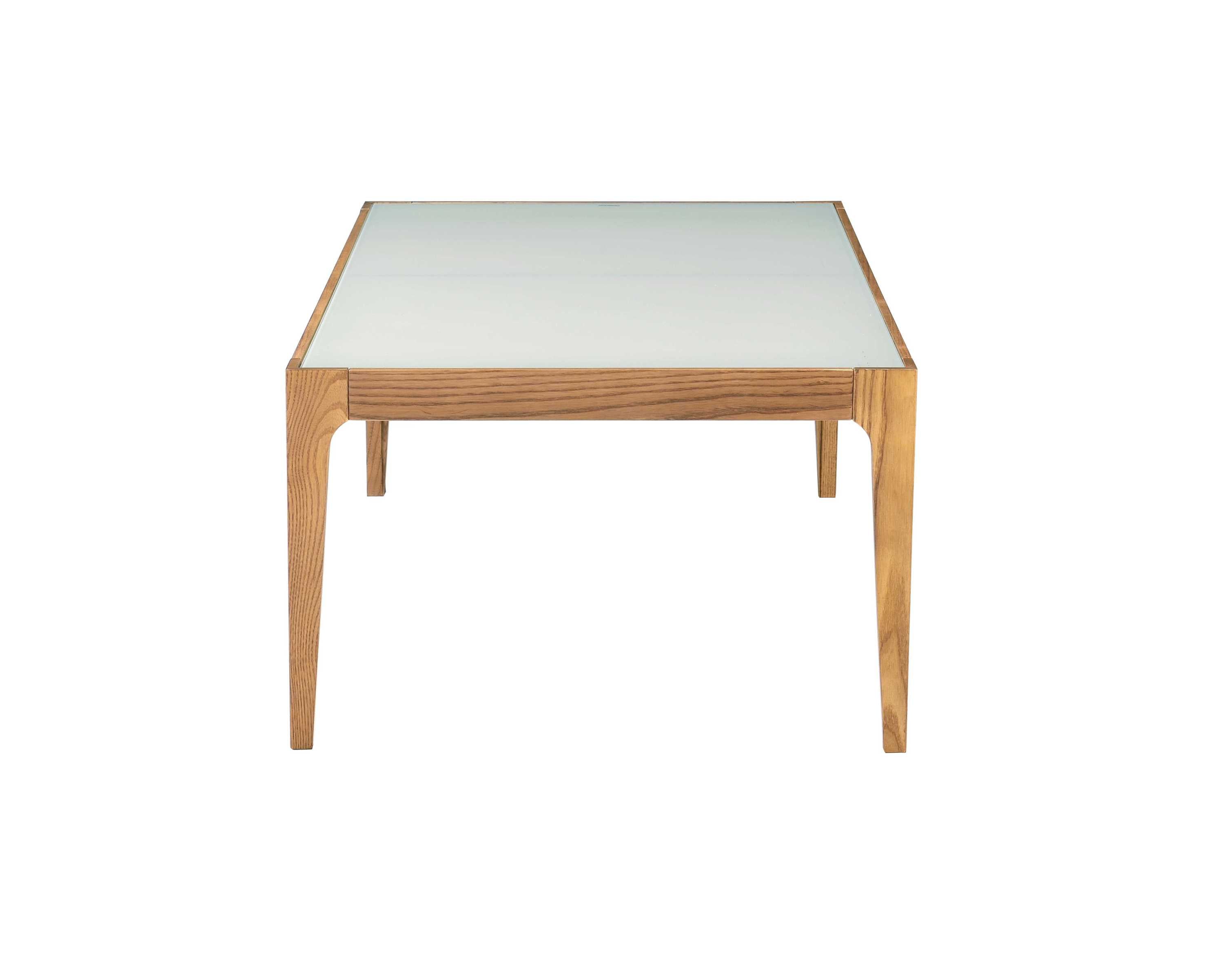 Gwynn Frosted Glass Top Natural Finish Coffee Table