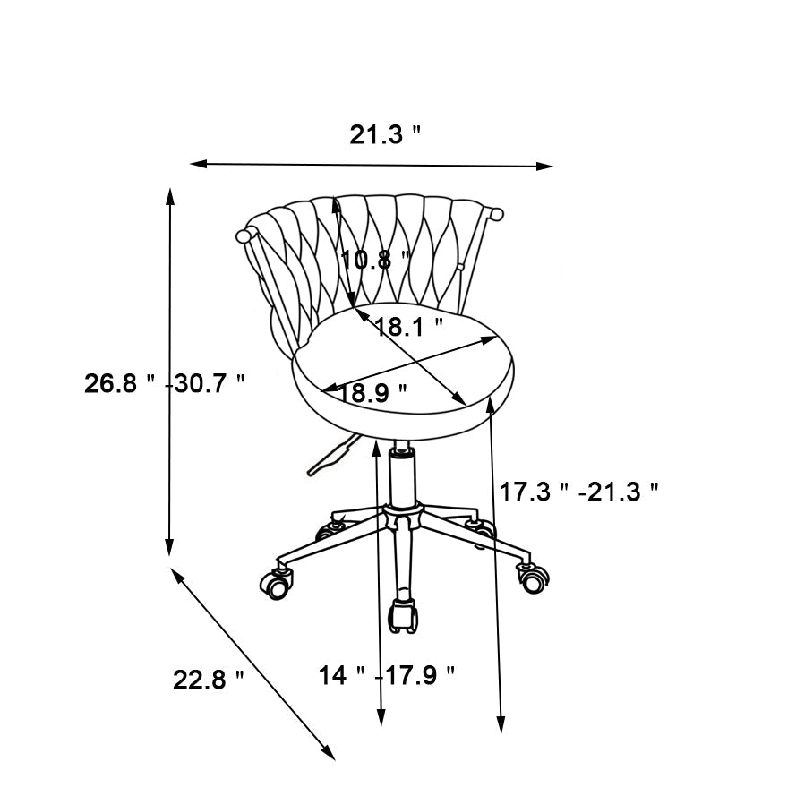 Office Desk Chair, Upholstered Home Office Desk Chairs with Adjustable Swivel Wheels, Ergonomic Office Chair f (Pink)