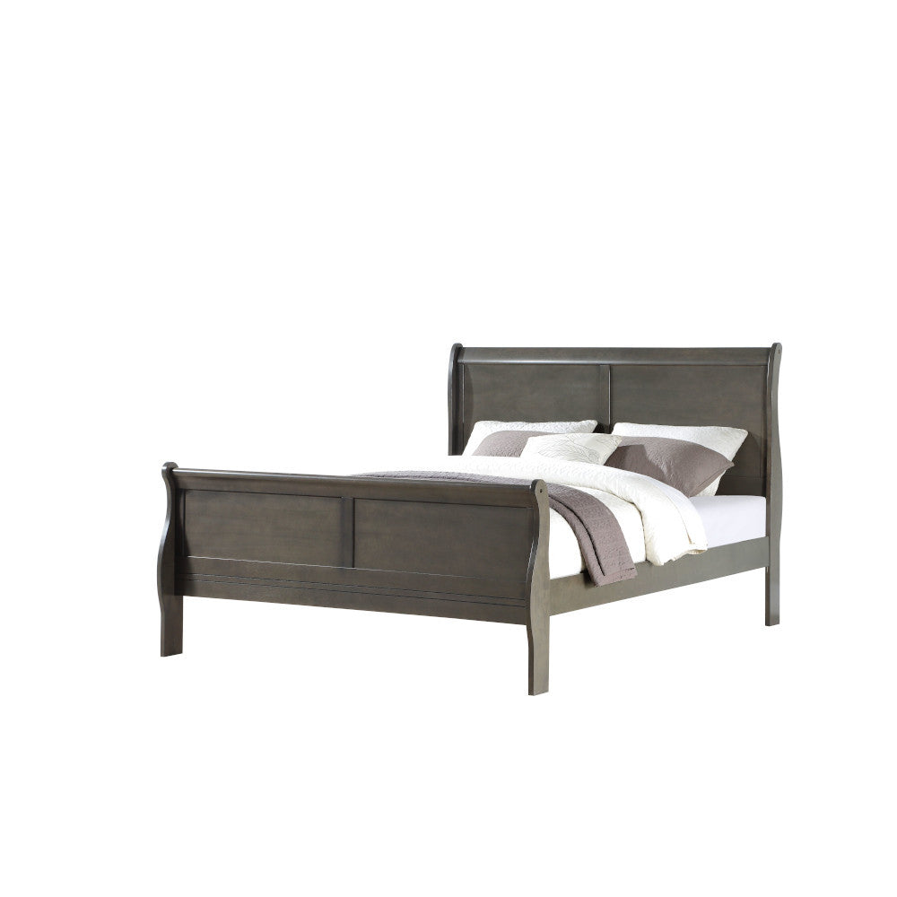 Louis Philippe Dark Gray Finish King Sleigh Bed