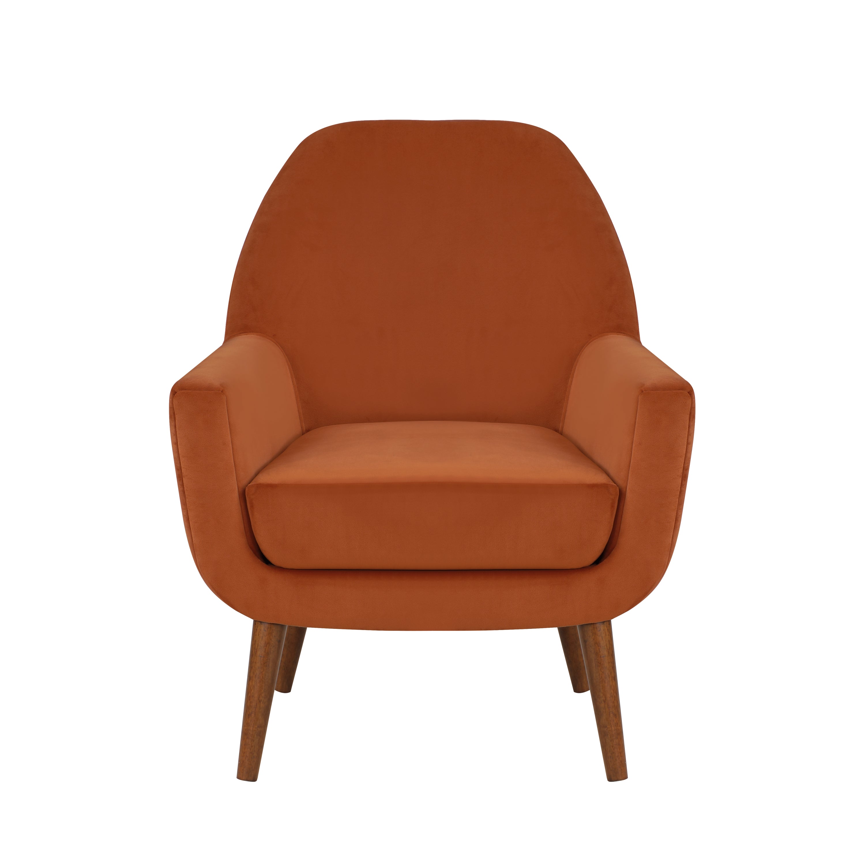 Astrid Mid-Century Burnt Orange Velvet Arm Chair