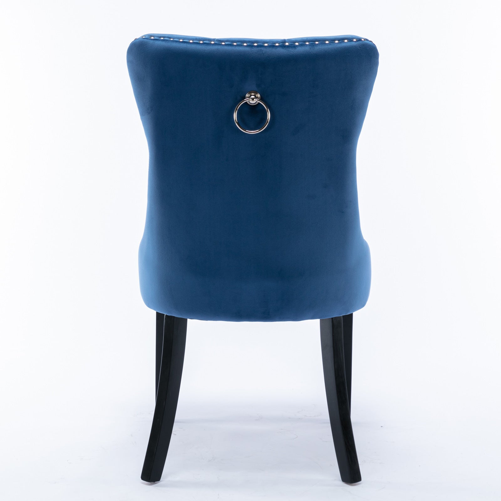 Tufted Solid Wood Velvet Upholstered Dining Chair with Wood Legs Nailhead Trim Set of 2, Blue L