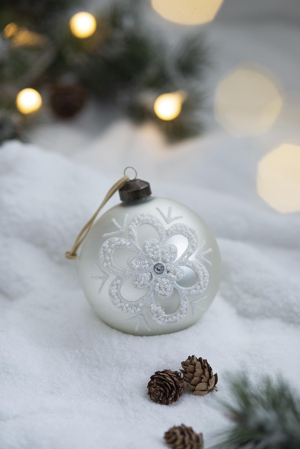 White Christmas Ball Ornaments, Set of 12