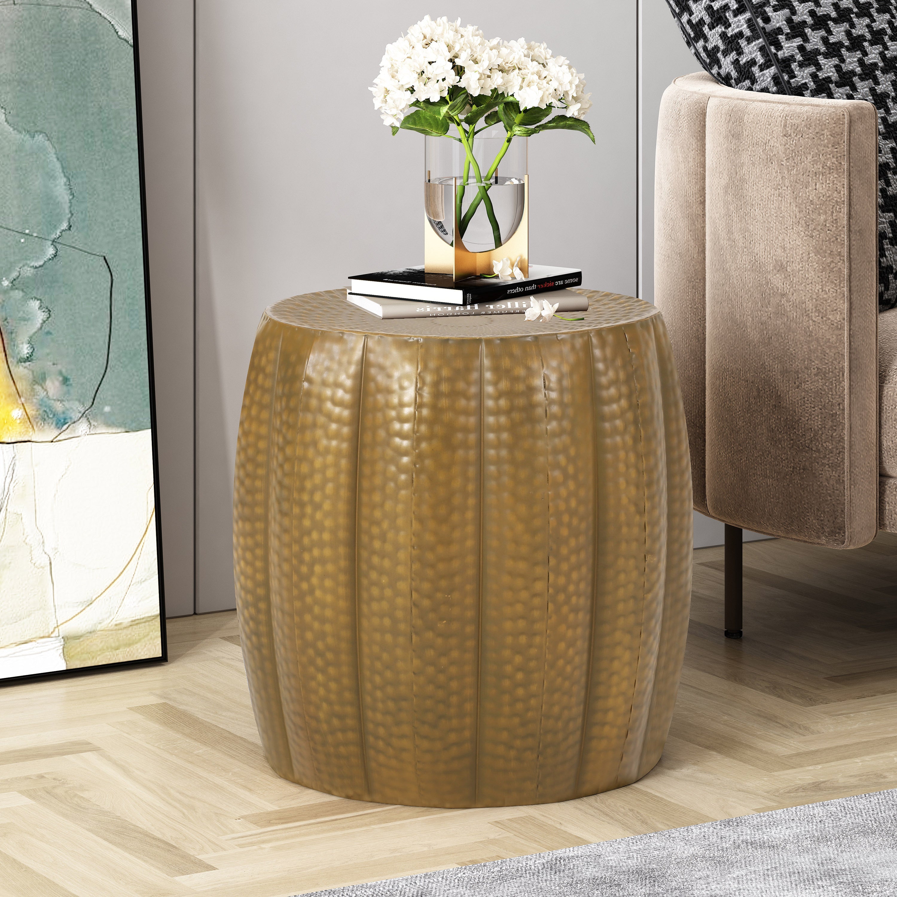 METAL DRUM END TABLE