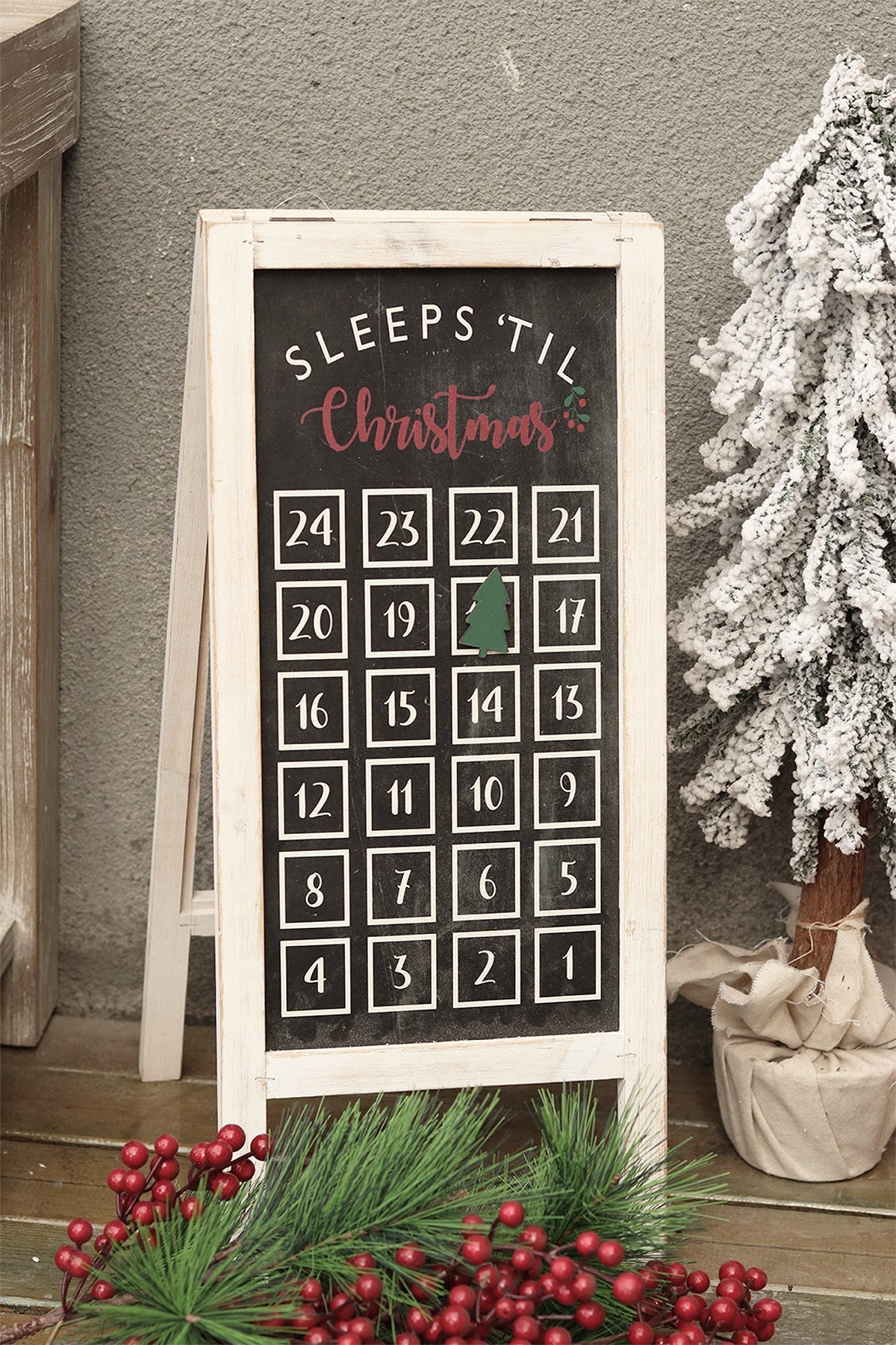 24 Days Countdown to Christmas Decor,Wood Advent Calendar