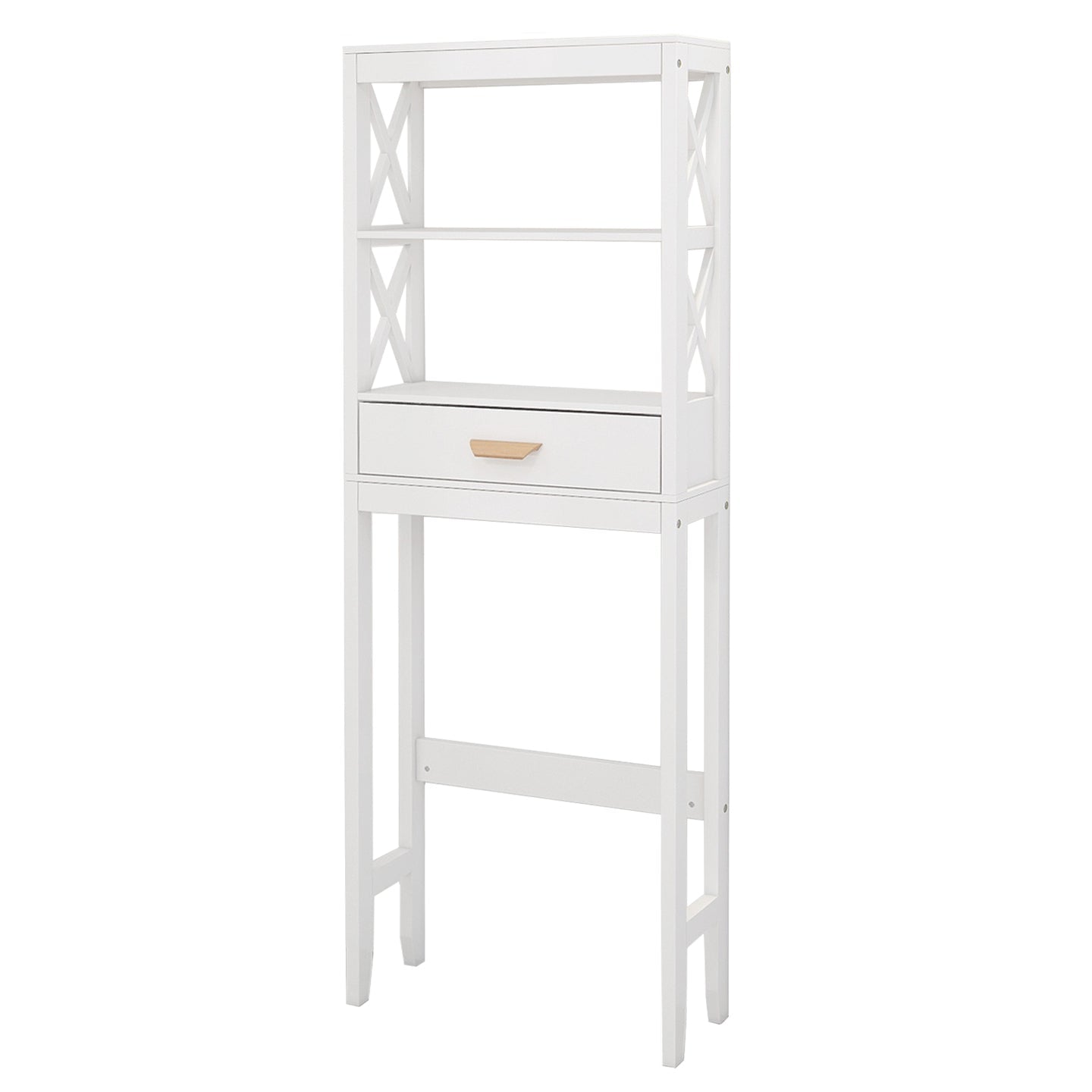 Over-the-Toilet Storage Cabinet White with one Drawer and 2 Shelves Space Saver Bathroom Rack