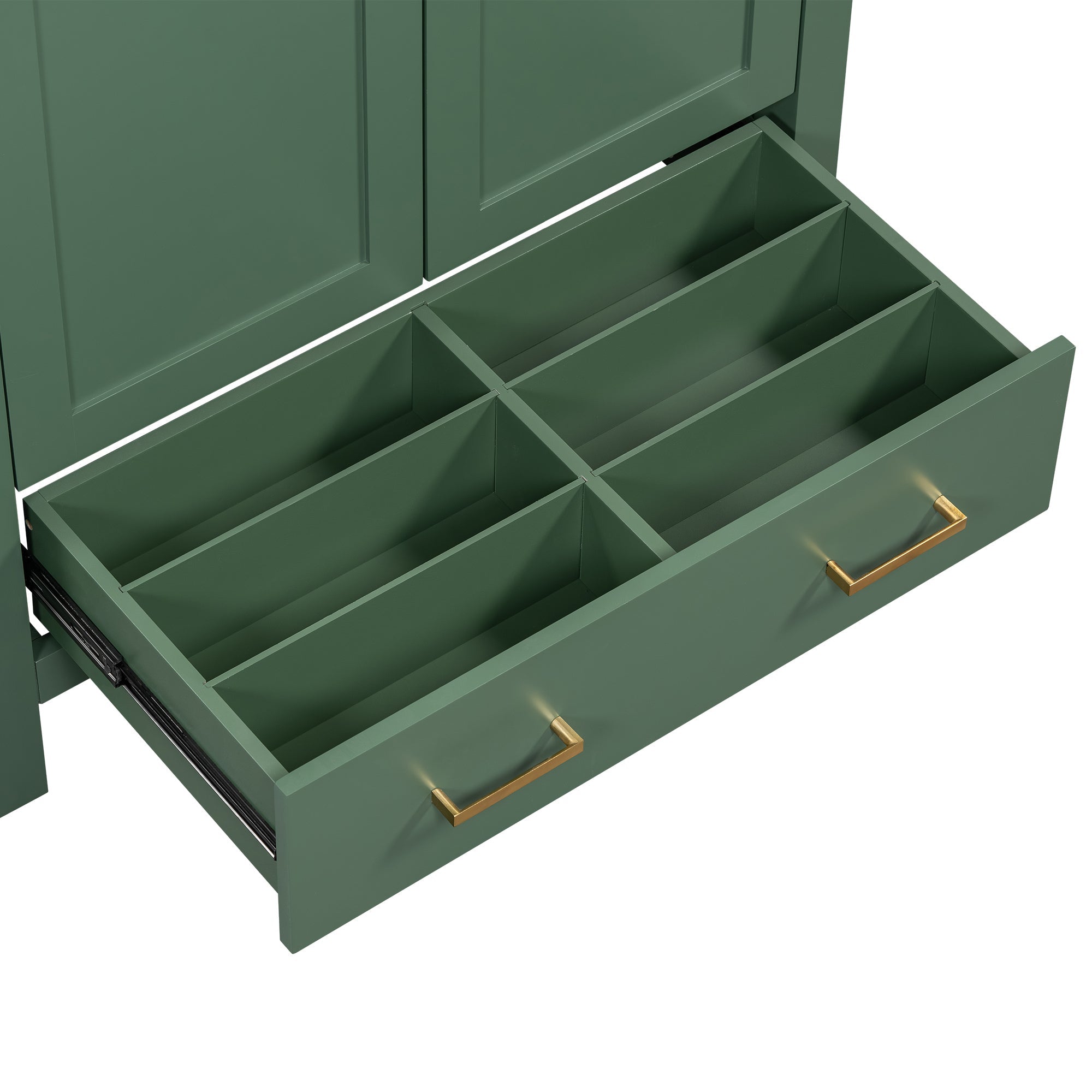 30" Green Bathroom Vanity with Single Sink, Storage Cabinet with 2 Doors and a Drawer, Soft Closure