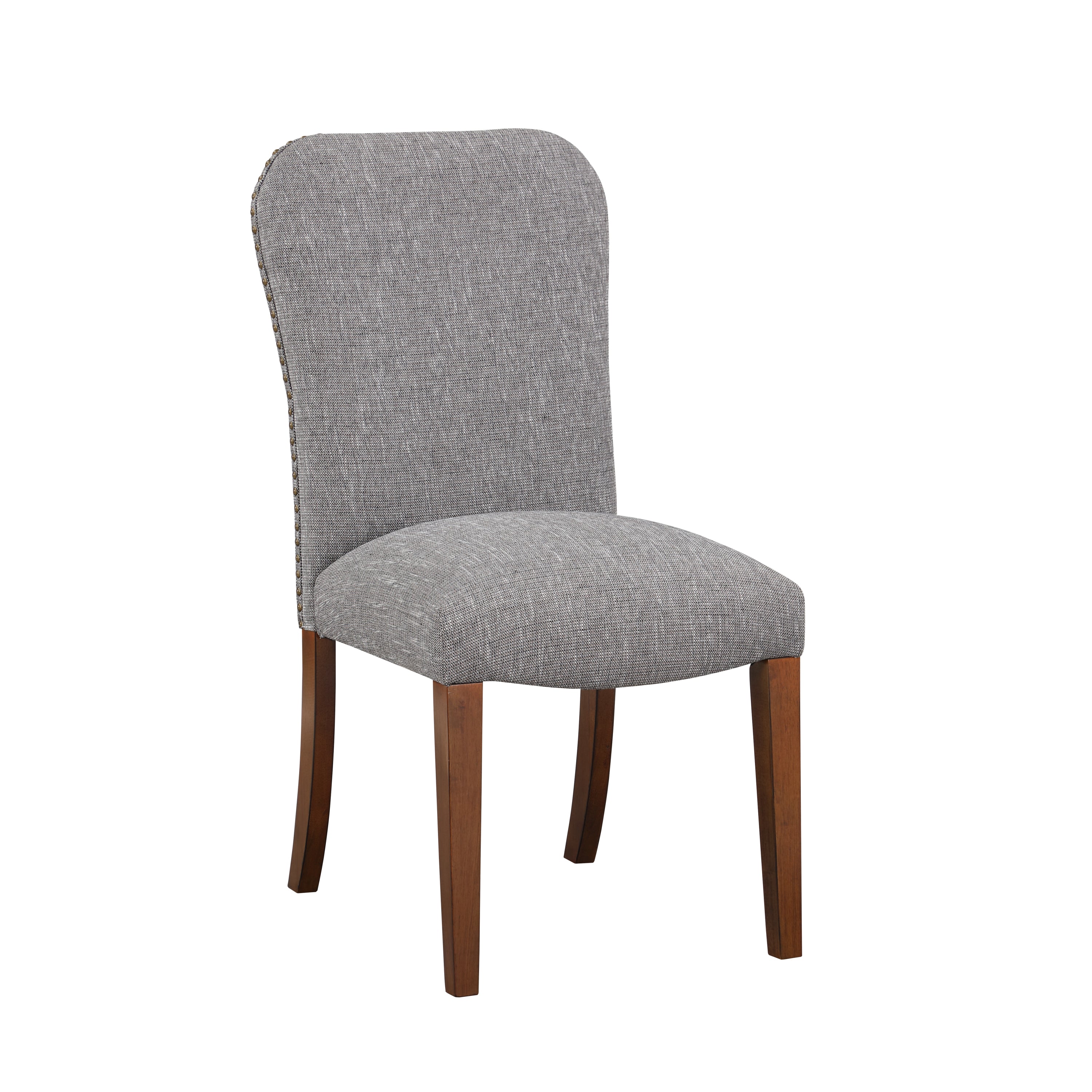 Sophia Ashen Grey Dining Chair in Performance Fabric with Nail Heads - Set of 2