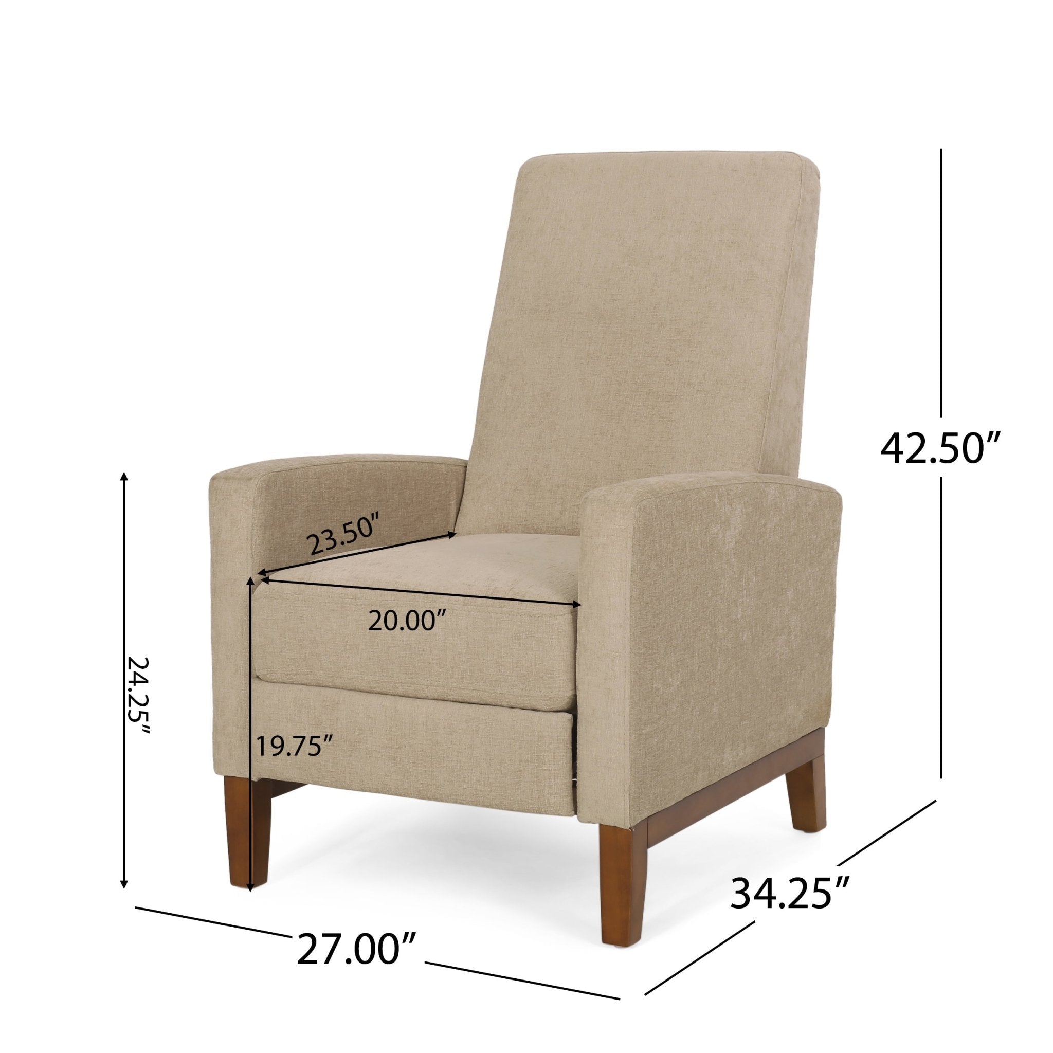 27'' Wide Wood Hand Manual Club Recliner