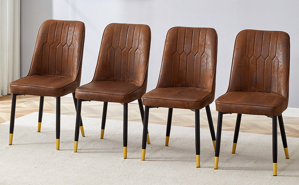 Brown Suede-like Velvet Dining Chair (Set of Four)