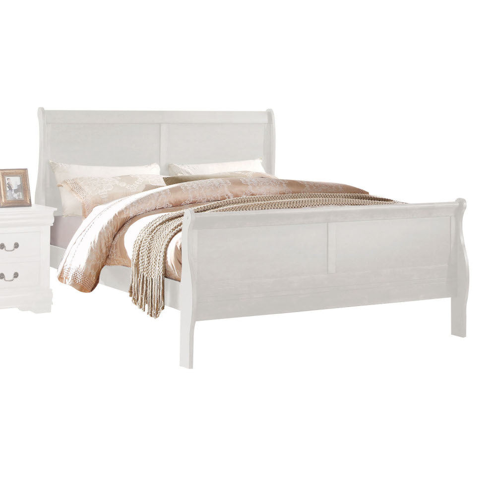 Louis Philippe White Finish  King Sleigh Bed