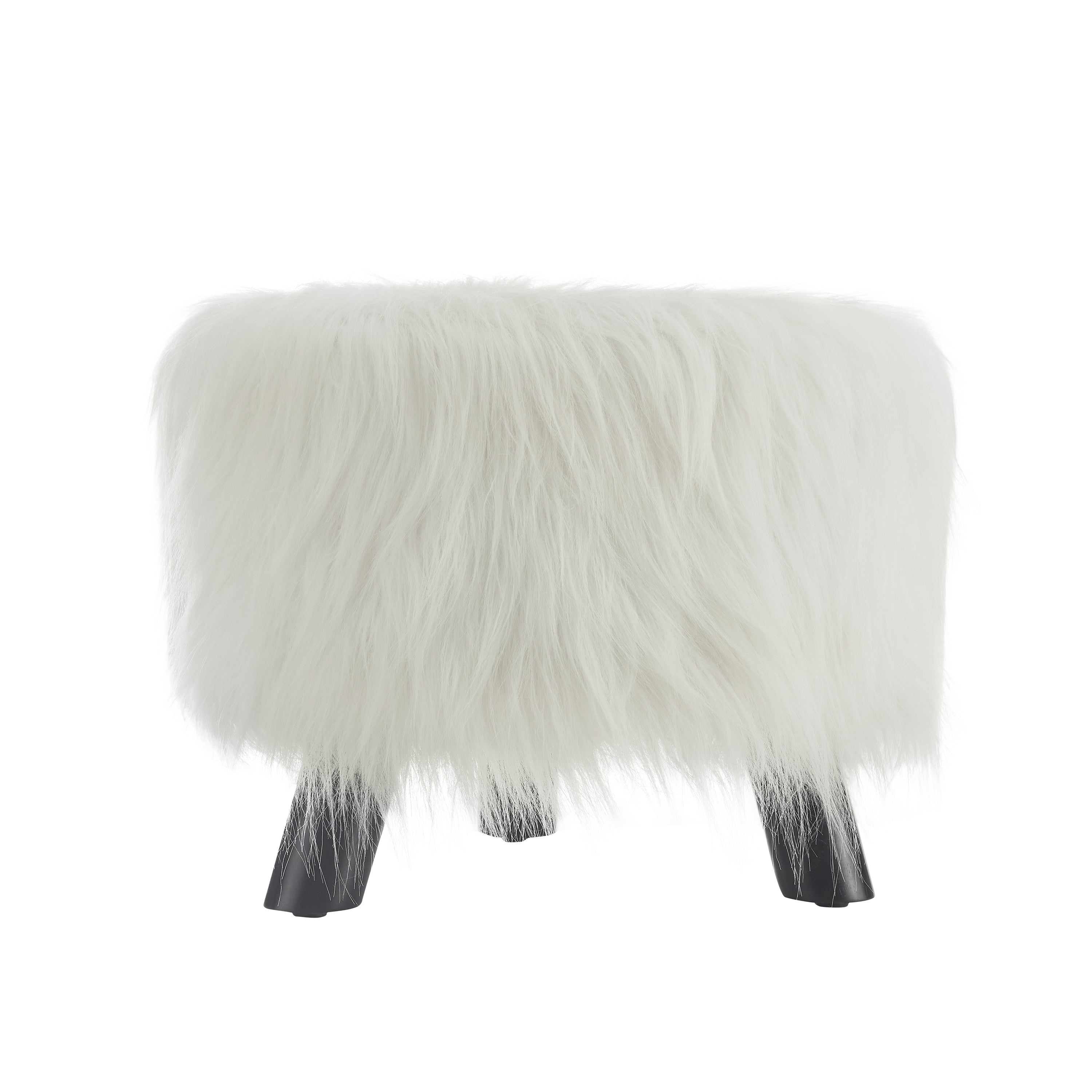 Dase White Faux Fur Stool