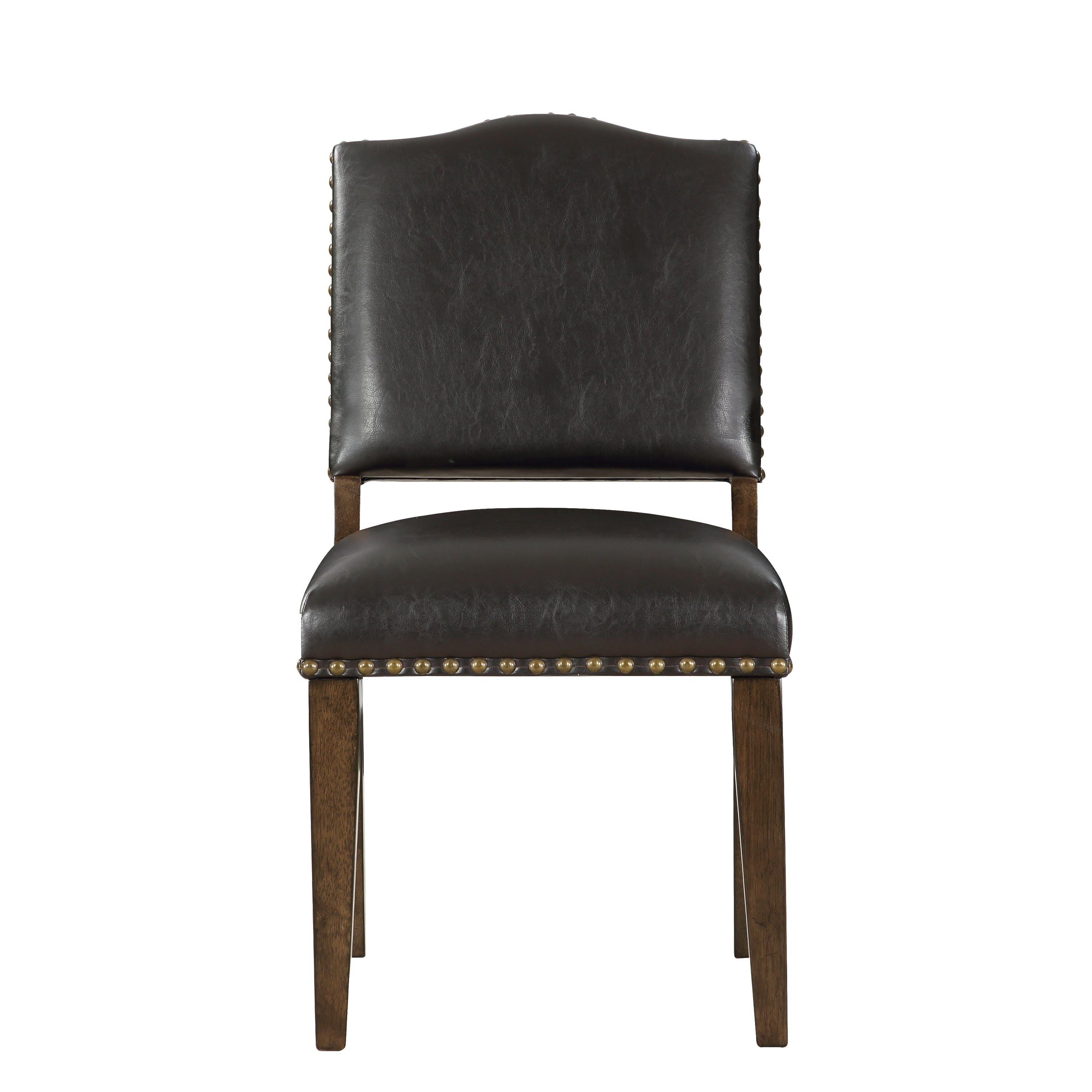 Dahlia Brown Faux Leather Dining Chair with Nail Heads - Set of 2