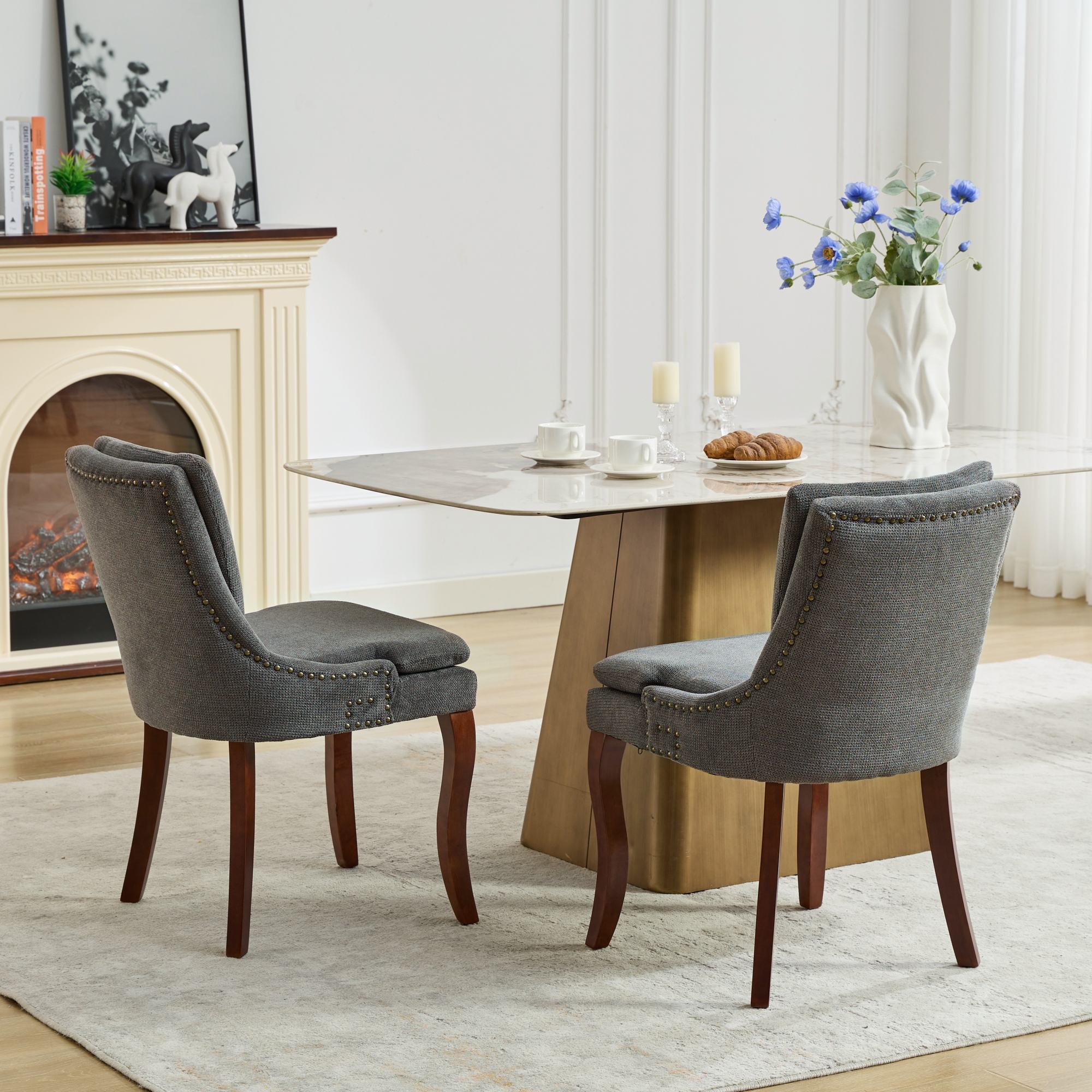 Modern Dining Chairs Set of 2, Gray
