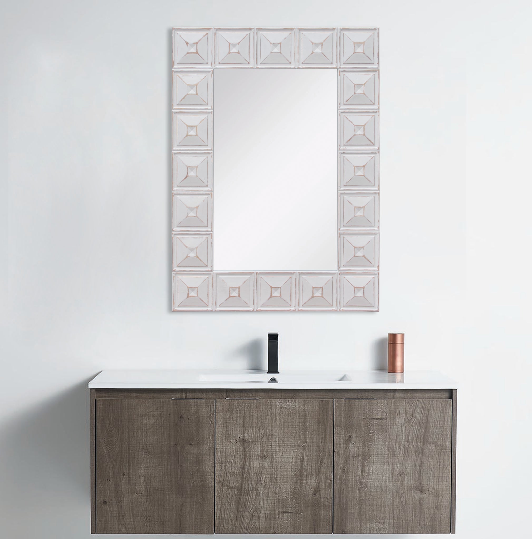 Whitewashed Wood Rectangle Wall Mirror
