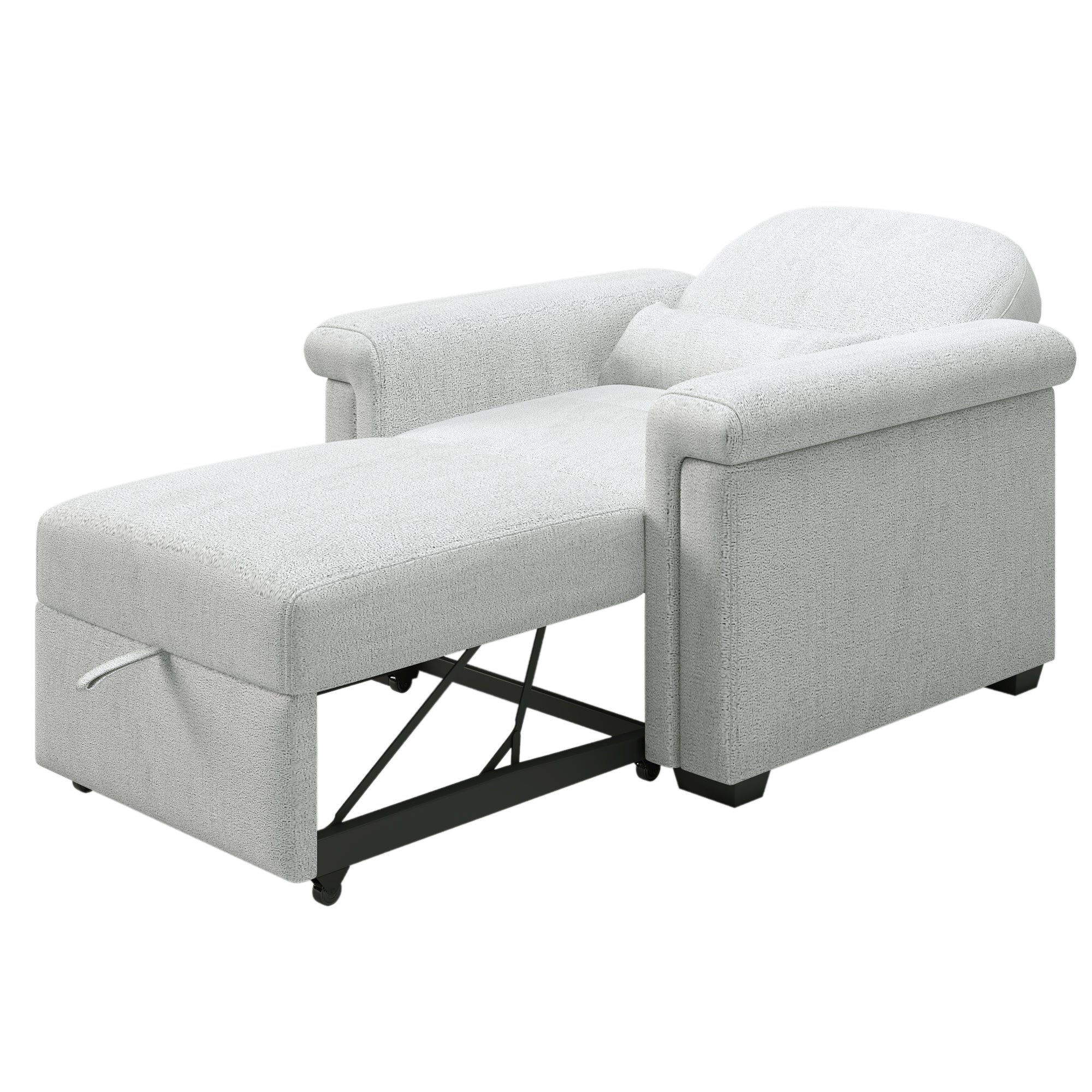 3 in 1 Convertible Sleeper Chair Sofa Bed Pull Out Couch Adjustable Chair with Pillow, Beige