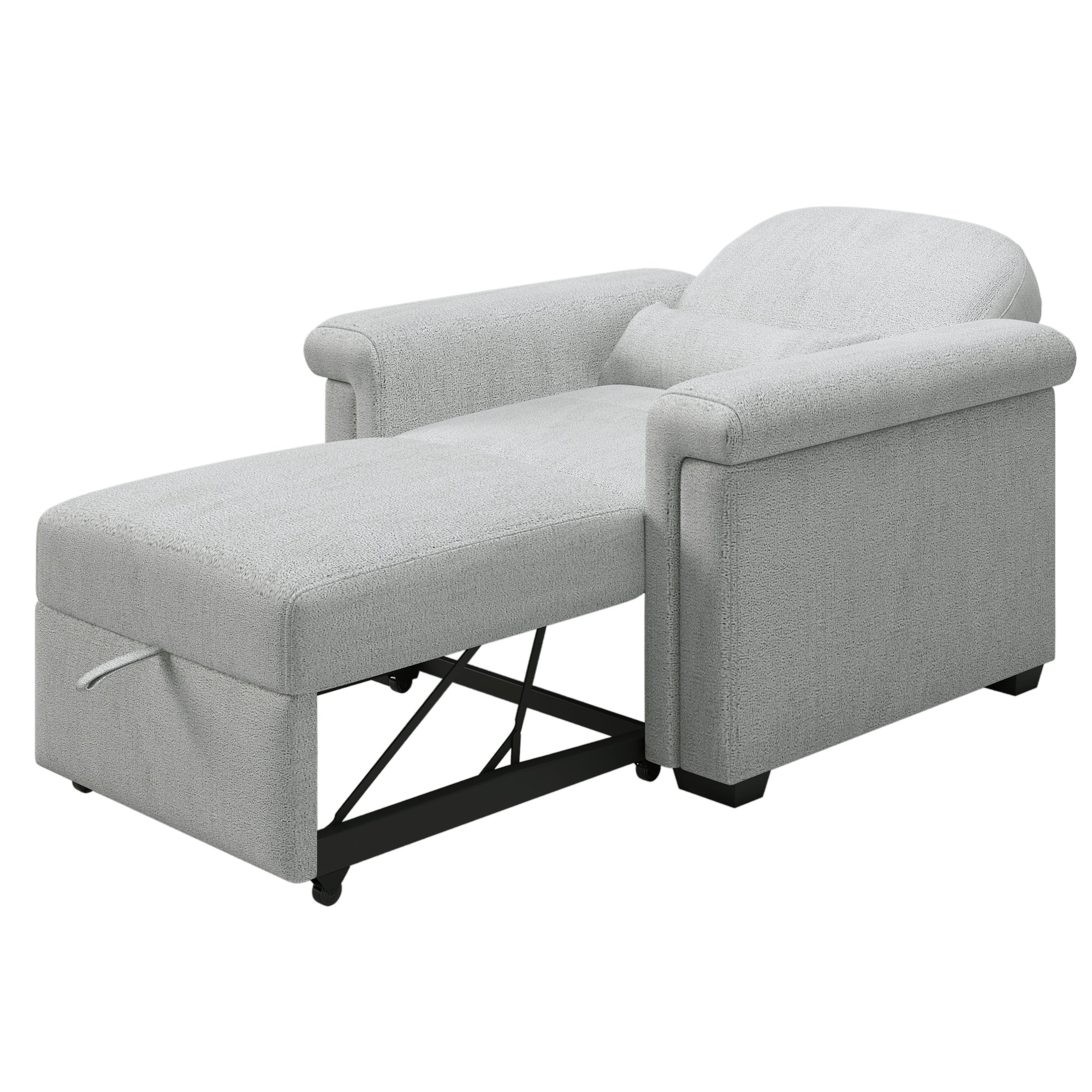 3 in 1 Convertible Sleeper Chair Sofa Bed Pull Out Couch Adjustable Chair with Pillow,  Gray