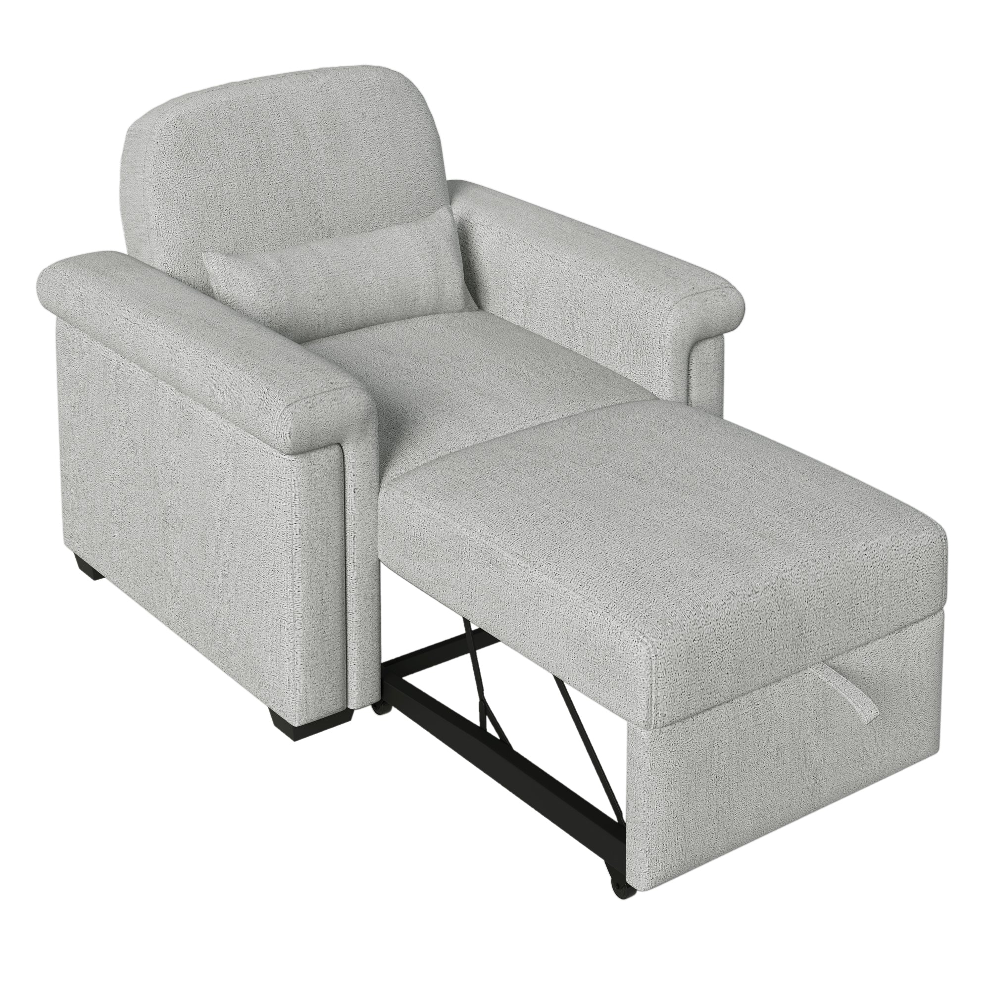 3 in 1 Convertible Sleeper Chair Sofa Bed Pull Out Couch Adjustable Chair with Pillow,  Gray