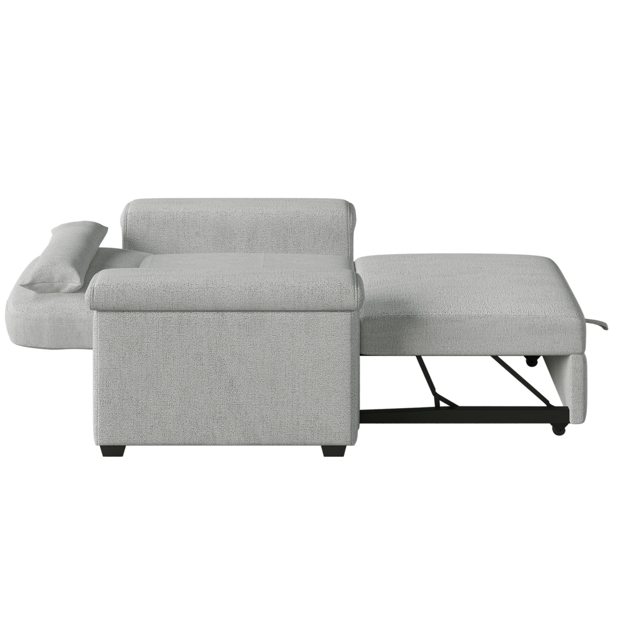 3 in 1 Convertible Sleeper Chair Sofa Bed Pull Out Couch Adjustable Chair with Pillow,  Gray