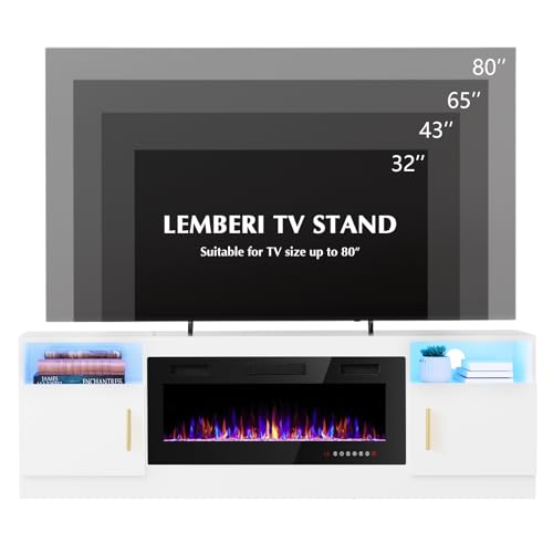 Fireplace tv Stand with 36 inch Fireplace Up to 80" TVs