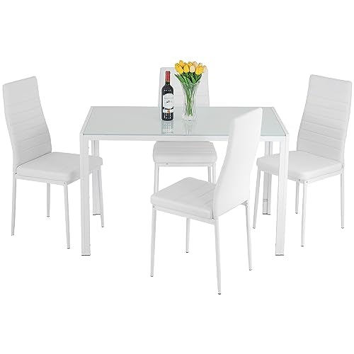 Modern Glass Dining Table Set for 4