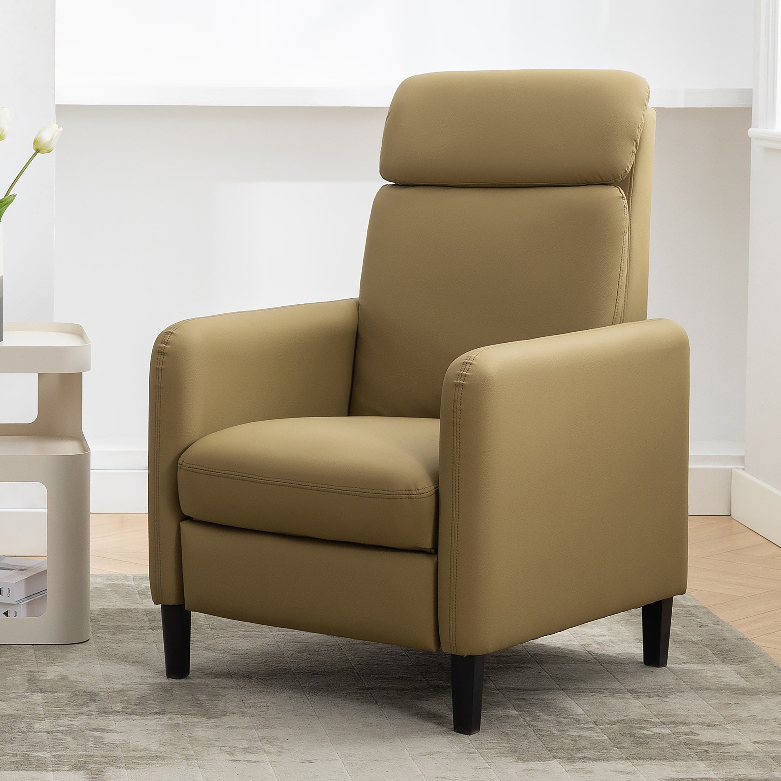 Modern Artistic Color Design Adjustable Recliner Chair , Mustard Green