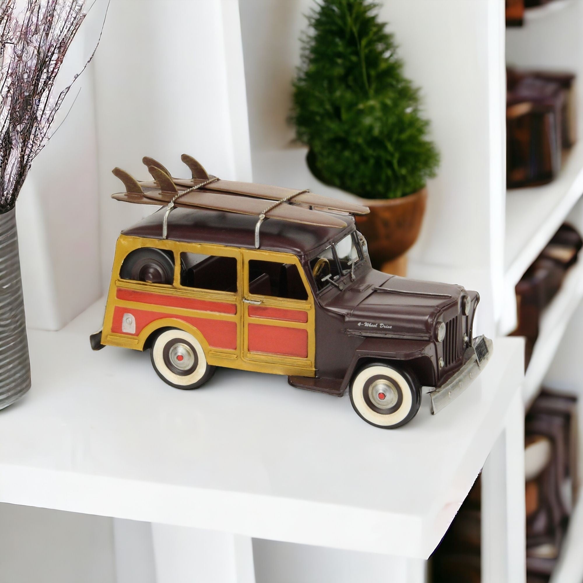 Yellow and Brown Metal Hand Painted Model Car