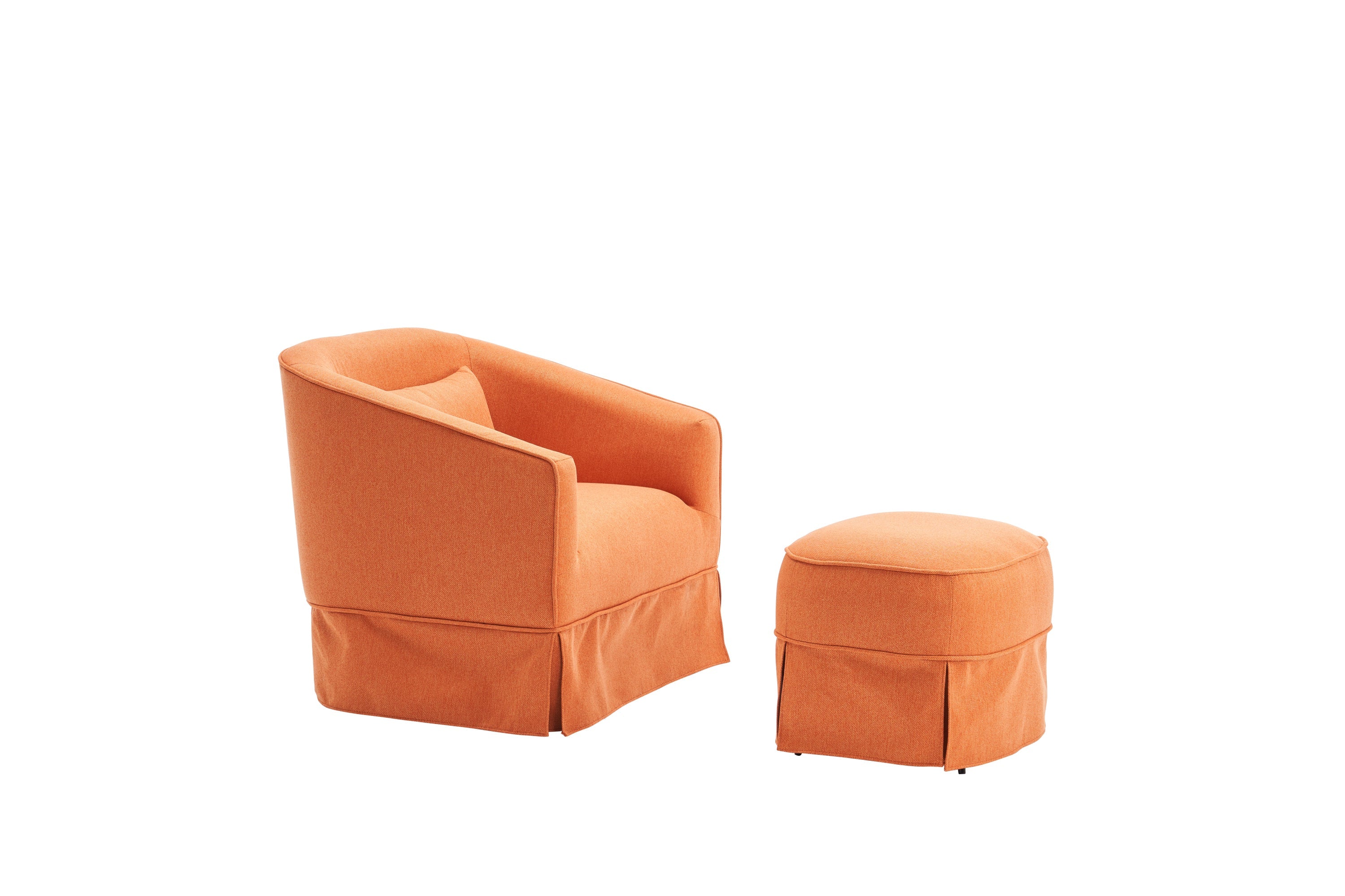 Swivel Barrel Chair With Ottoman, Swivel Accent Chairs Armchair  (Orange)