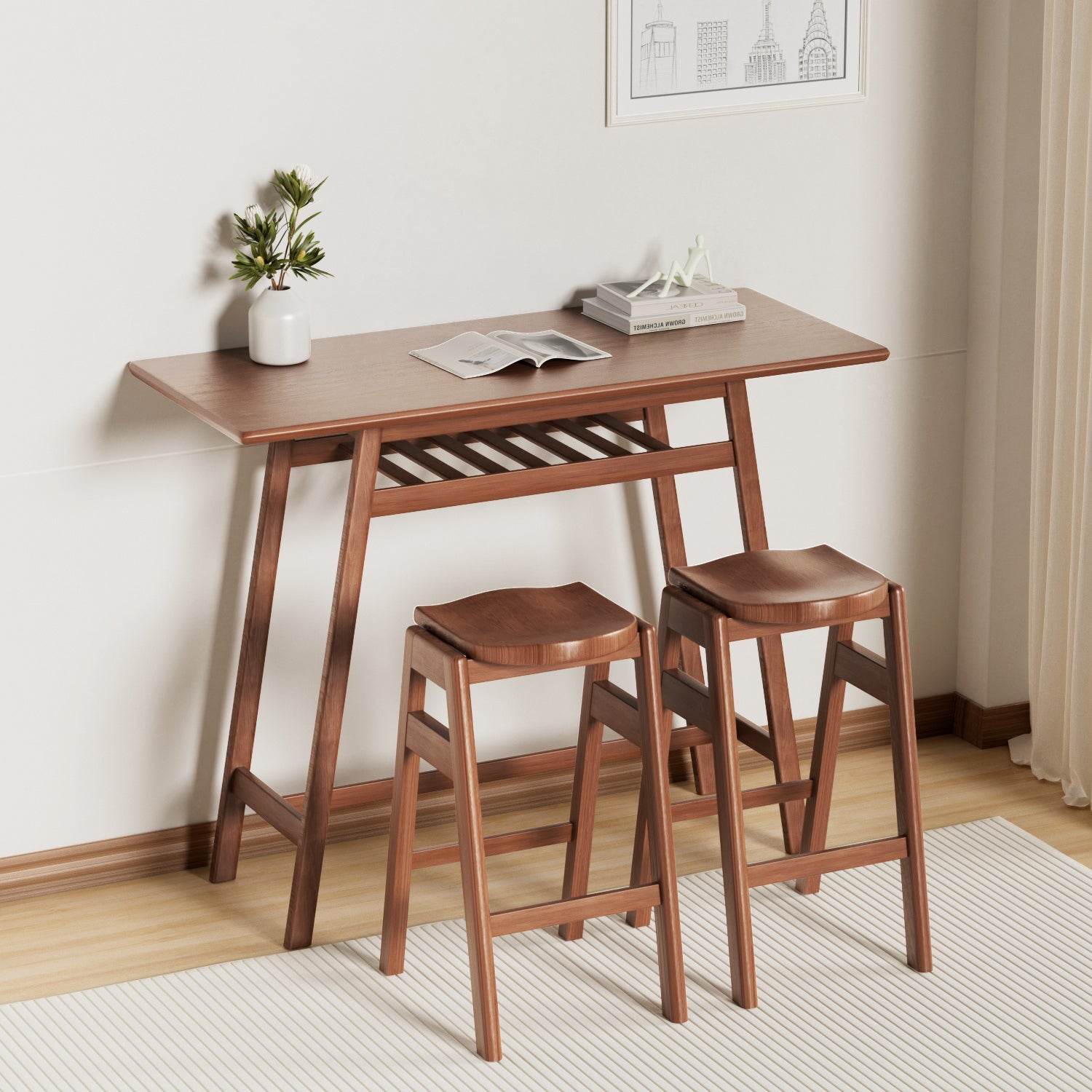 3 PCS Pub Dining Set Retro Bar Table