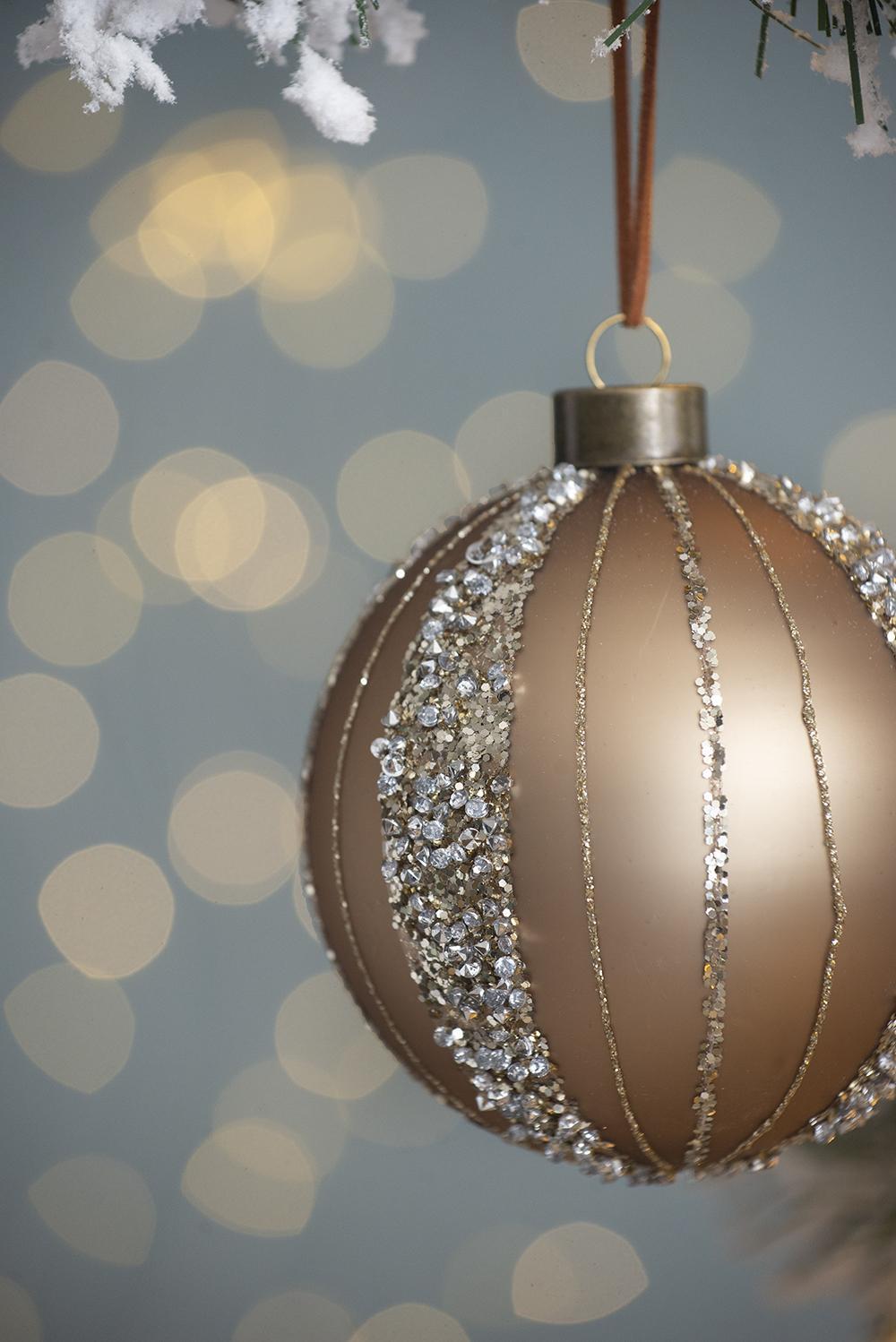 Gold and Silver Glitter  Christmas Ball Ornaments, Set of 12