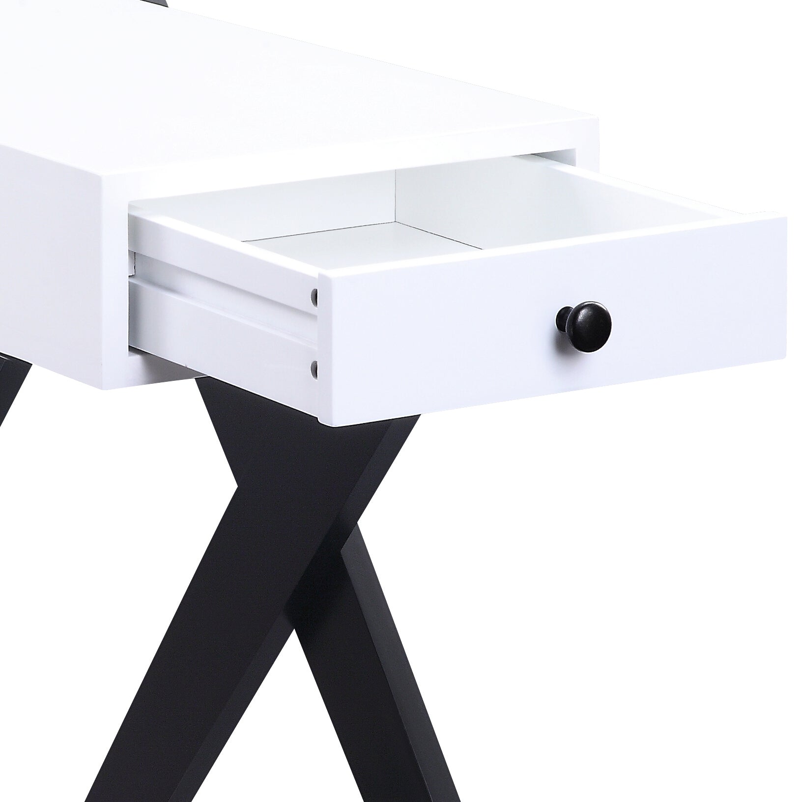 Fierce White and Black Accent Table with Built-in USB Port