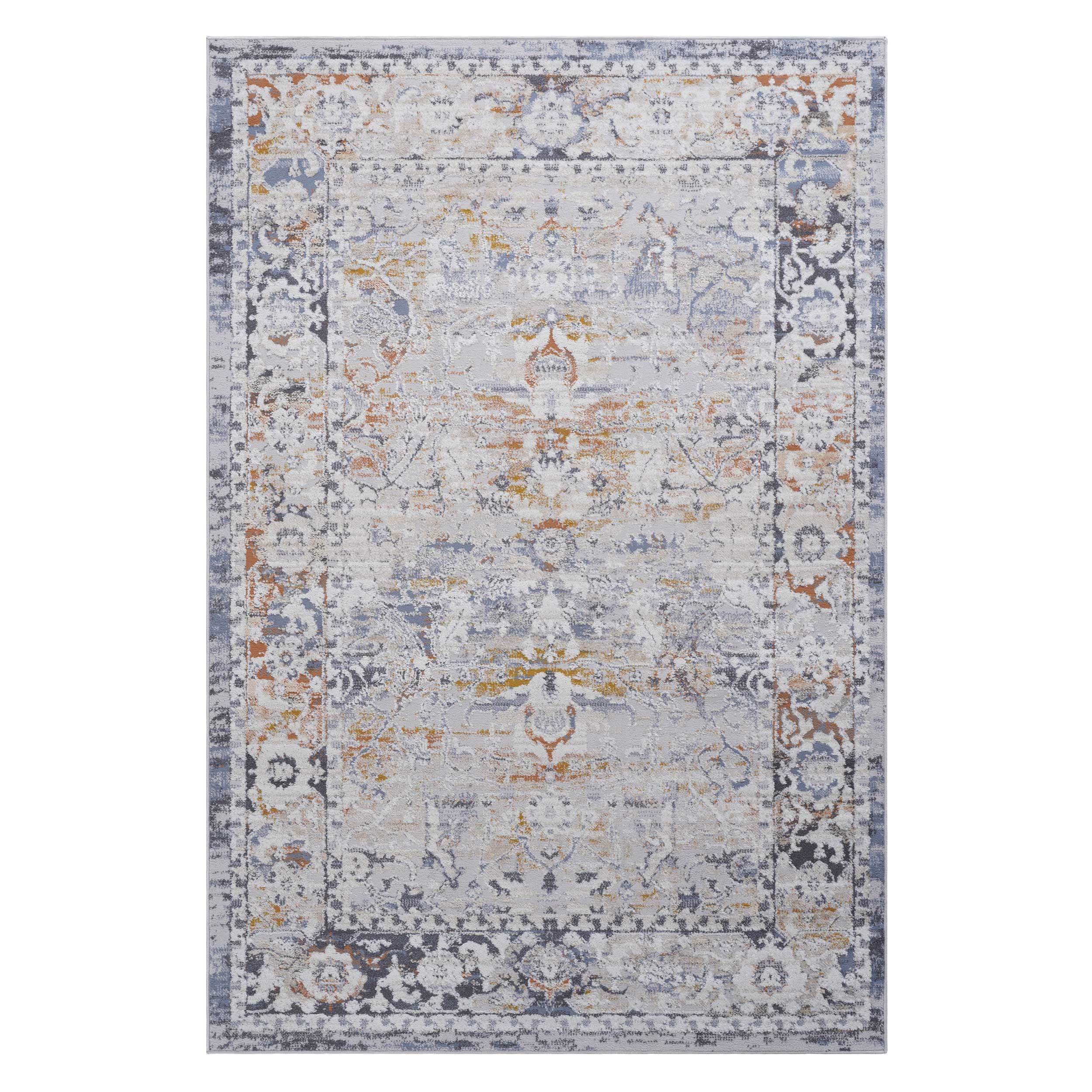 8X10 Ivory/Grey /Traditional Non-Shedding and Stain Resistant Area Rug