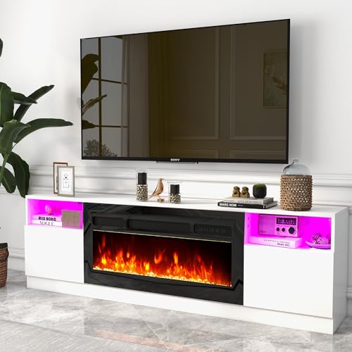 Fireplace TV Stand with 2-IN-1 DESIGN & Multifunctional