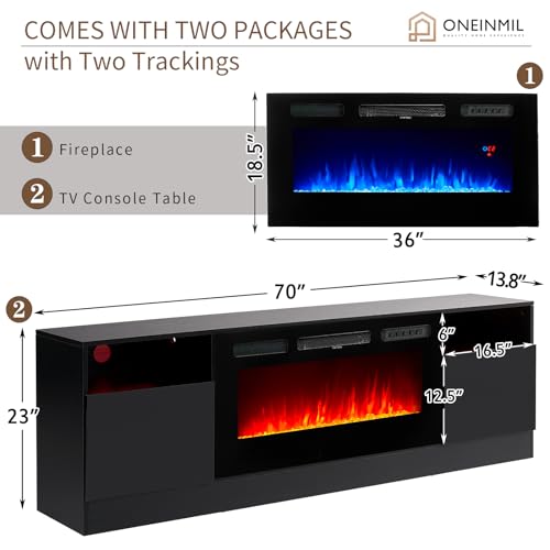 Fireplace TV Stand with 2-IN-1 DESIGN & Multifunctional