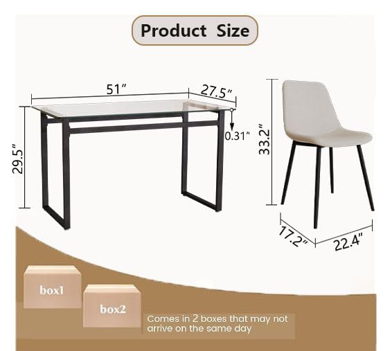 Elegant Glass Dining Table Set for 4