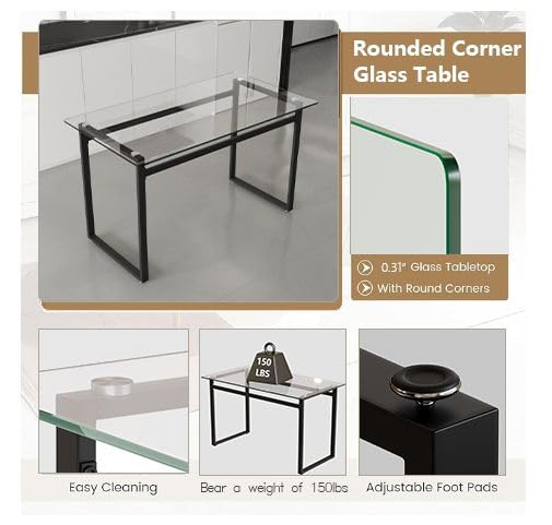 Elegant Glass Dining Table Set for 4